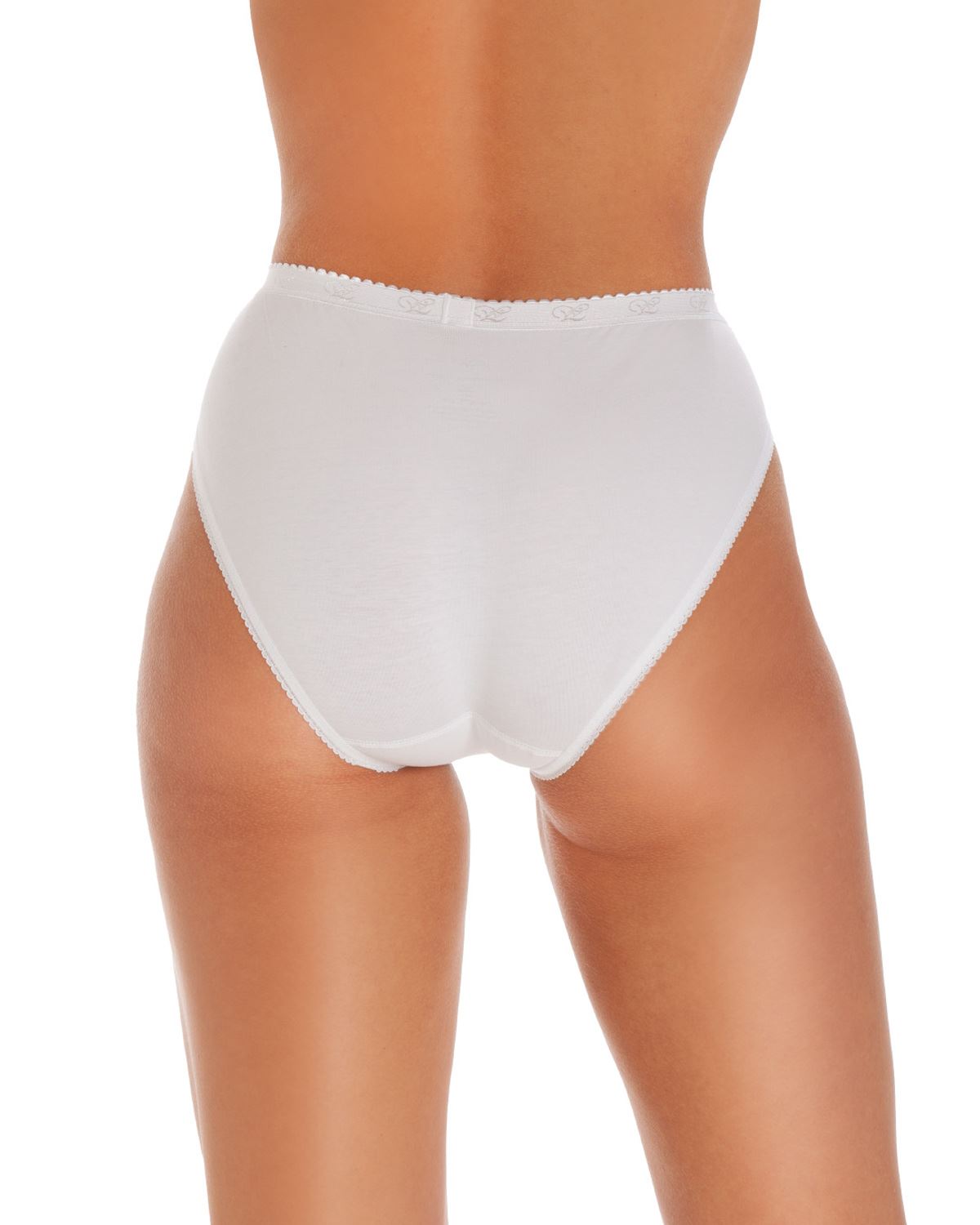 3 Pairs Wysteria Lane Quality Cotton Rich High Leg Brief Knickers Black or White