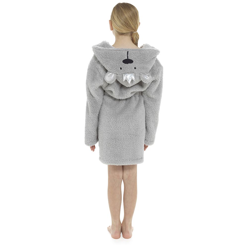 Childrens Girls Boys Soft Coral Fleece Novelty Animal 3D Dressing Gown with Hood