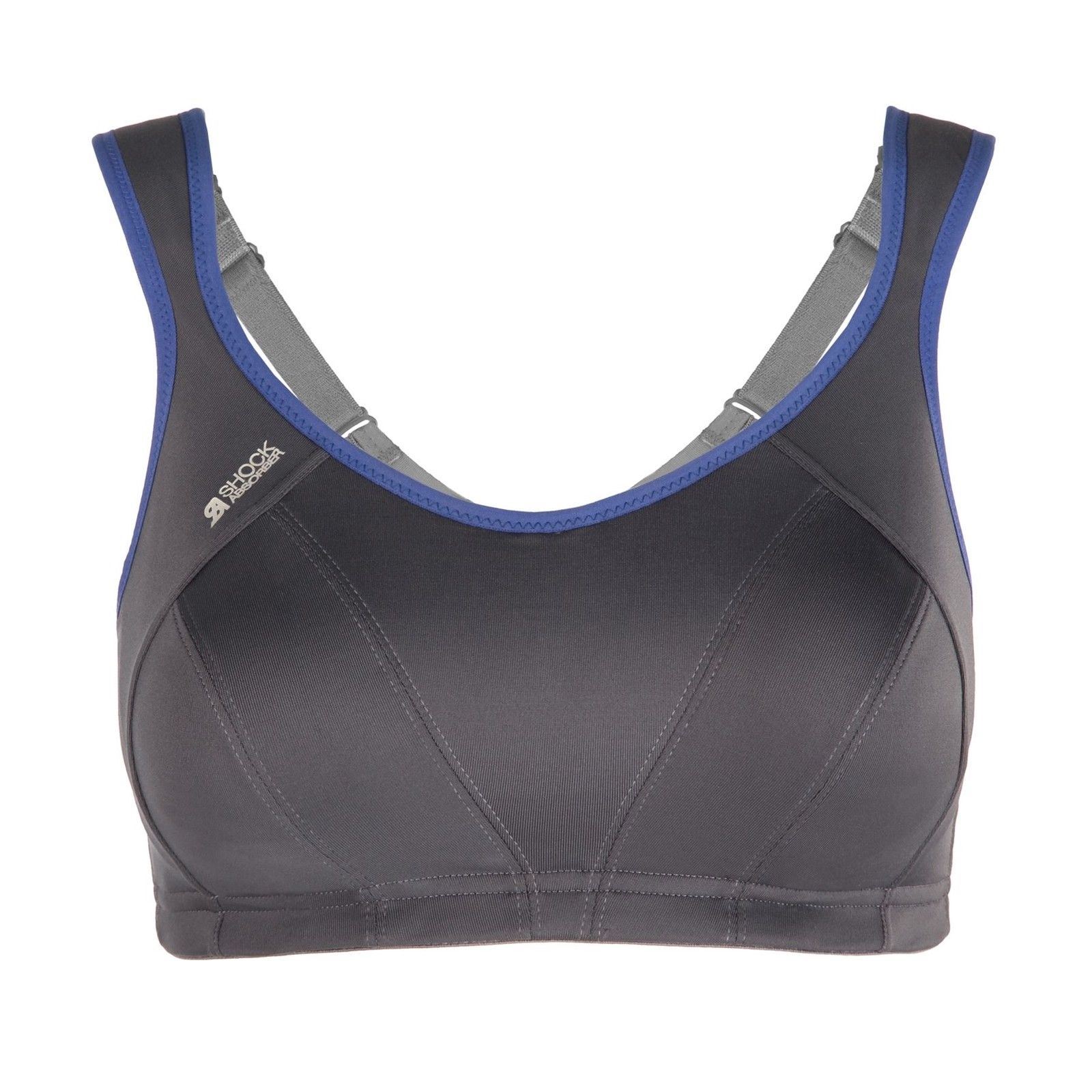 Shock Absorber Sports Bra S4490 Sizes 30-40 B-HH Blue Grey Firm Support.