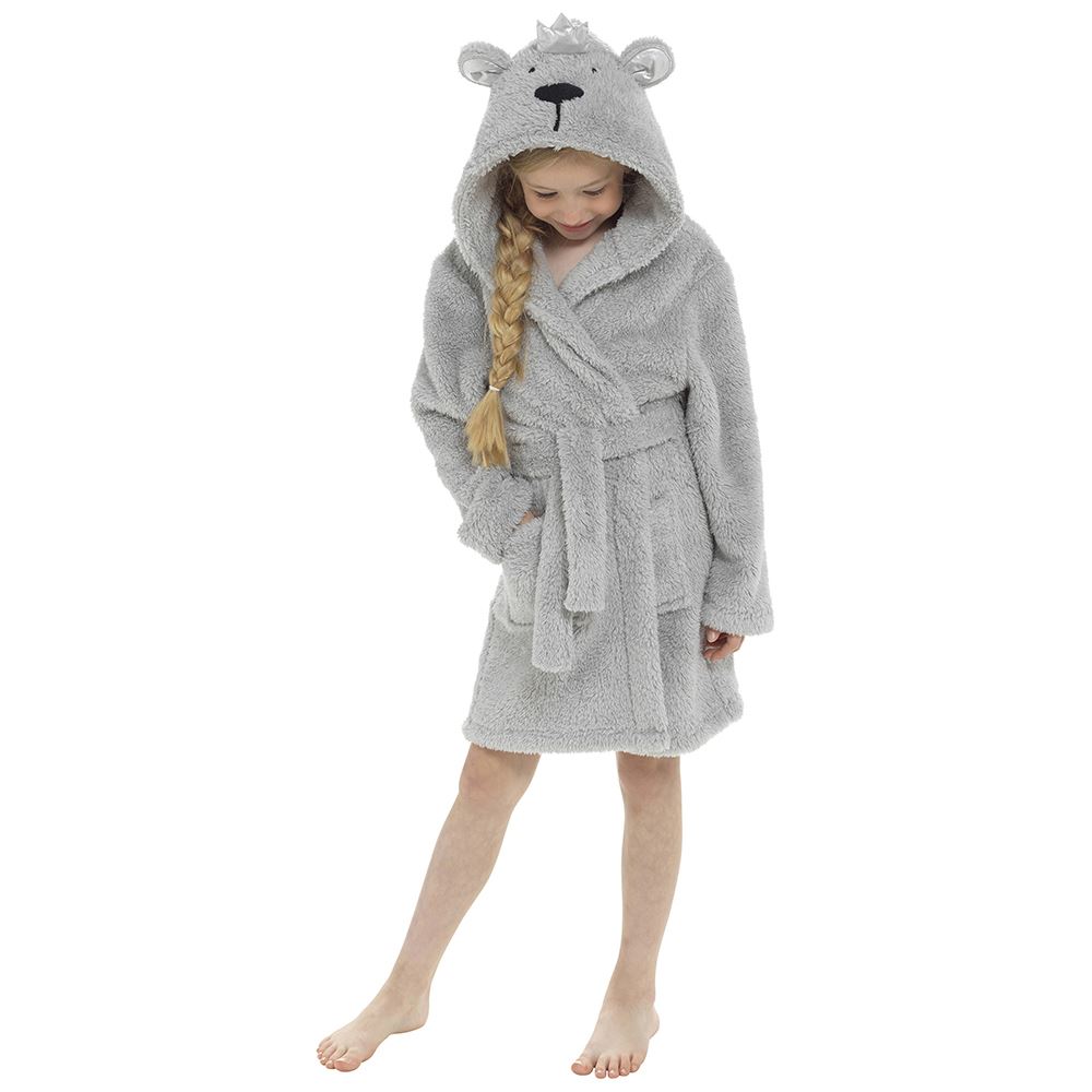 Childrens Girls Boys Soft Coral Fleece Novelty Animal 3D Dressing Gown with Hood