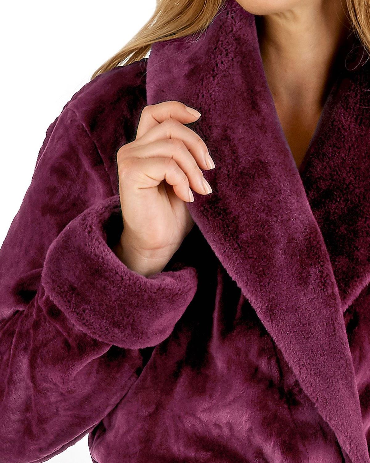Ladies Slenderella Luxury Soft 52/" Long Faux Fur Shawl Collar Wrap Dressing Gown