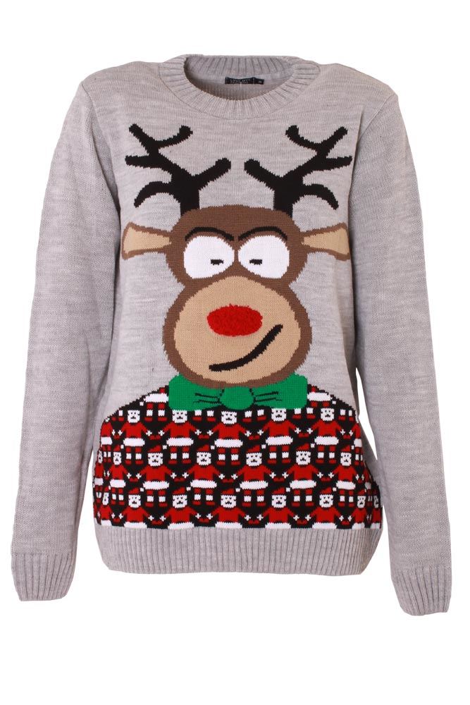 Unisex Christmas Jumper Womens Snowman Reindeer HoHoHo Knitted Sweater Party Lot