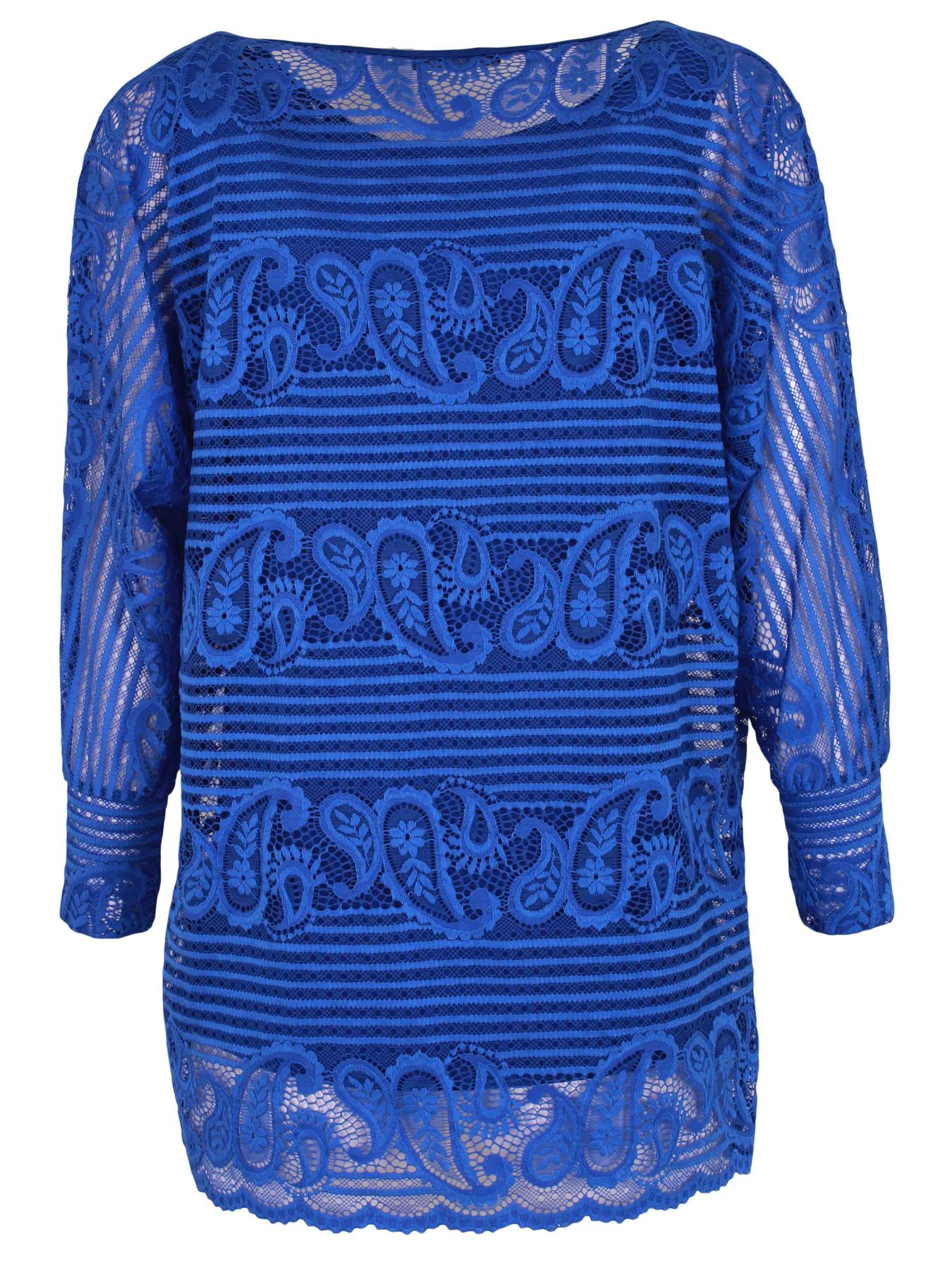 Womens Top Ladies Paisley Mesh Net Italian Lagenlook Casual Tunic Two Piece