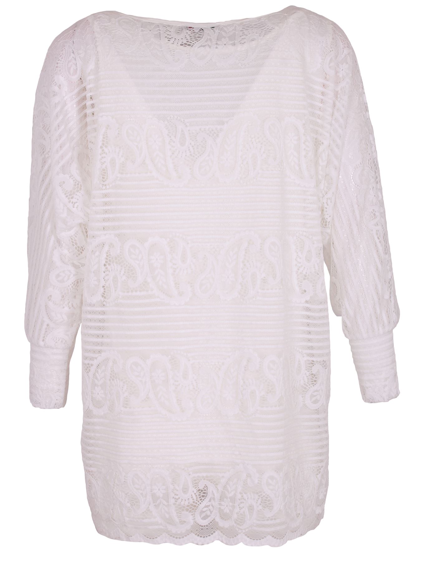 Womens Top Ladies Paisley Mesh Net Italian Lagenlook Casual Tunic Two Piece