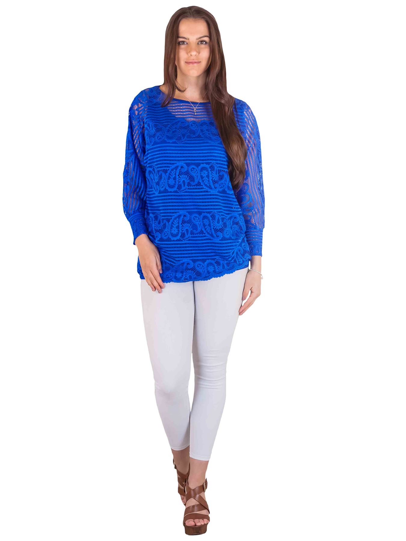 Womens Top Ladies Paisley Mesh Net Italian Lagenlook Casual Tunic Two Piece