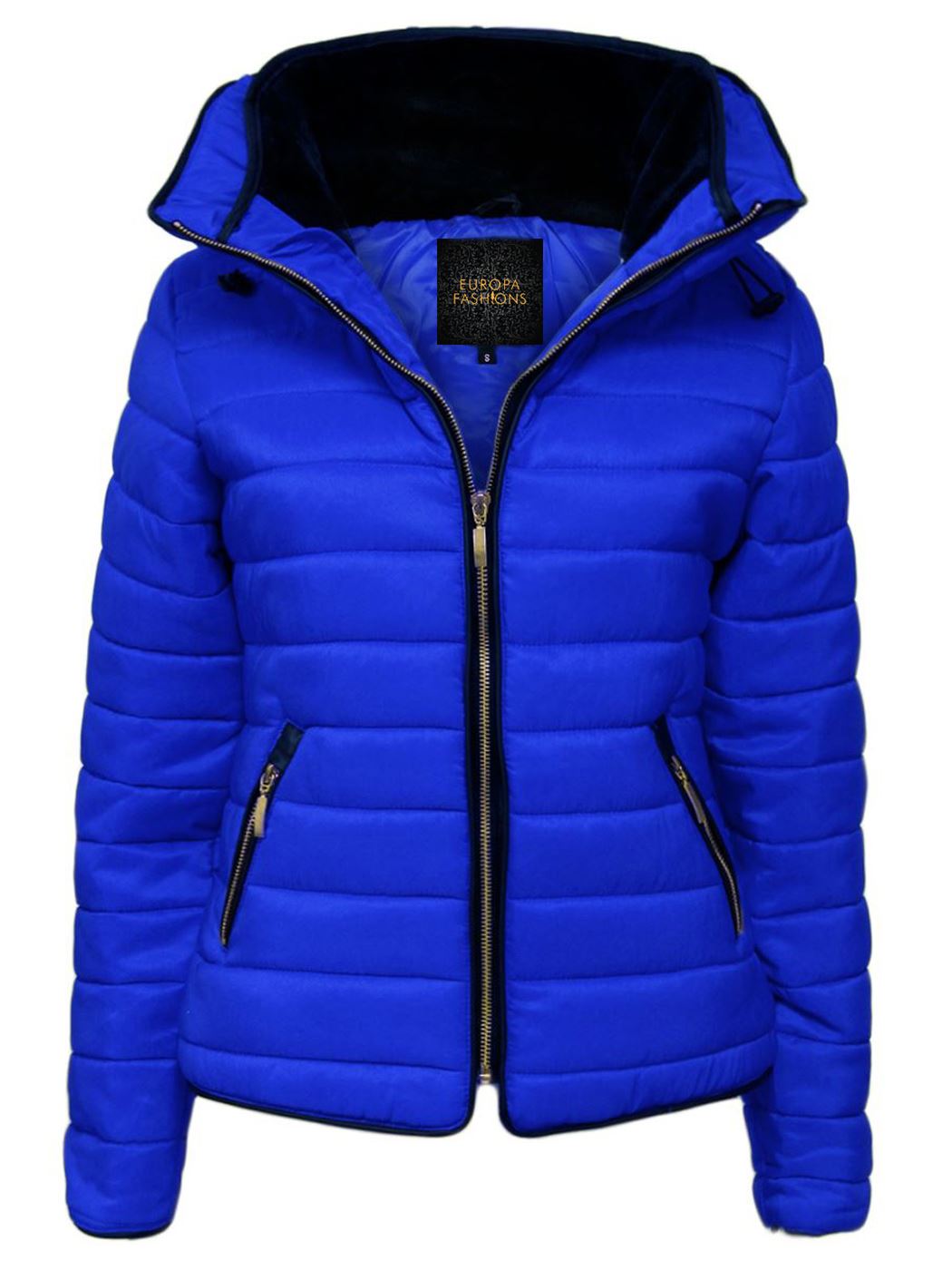 Womens Jacket Hooded Quilted Padded Ladies Puffer Bubble Winter Coat Long Sleeve