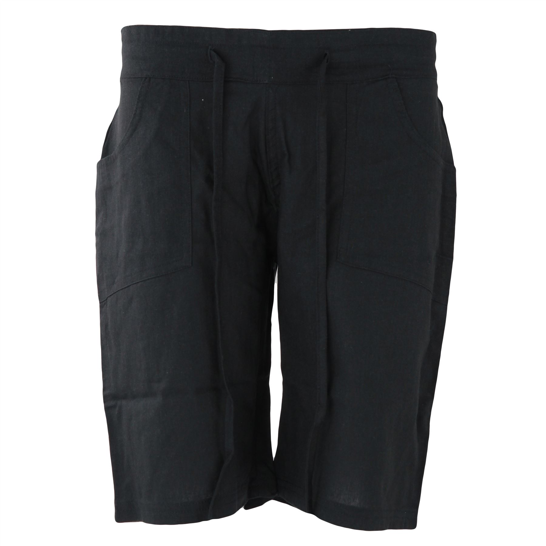 LADIES SHORTS LADIES BLACK LINEN SHORTS WOMENS SUMMER HOLIDAY BEACH POCKET SHORT