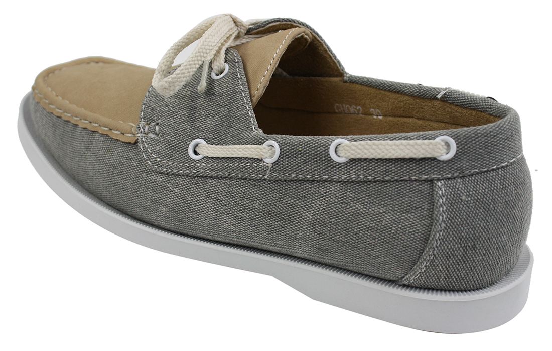 Mens Retro Denim Style Vintage Deck Boat Shoes Smart Casual Laced Navy Washed