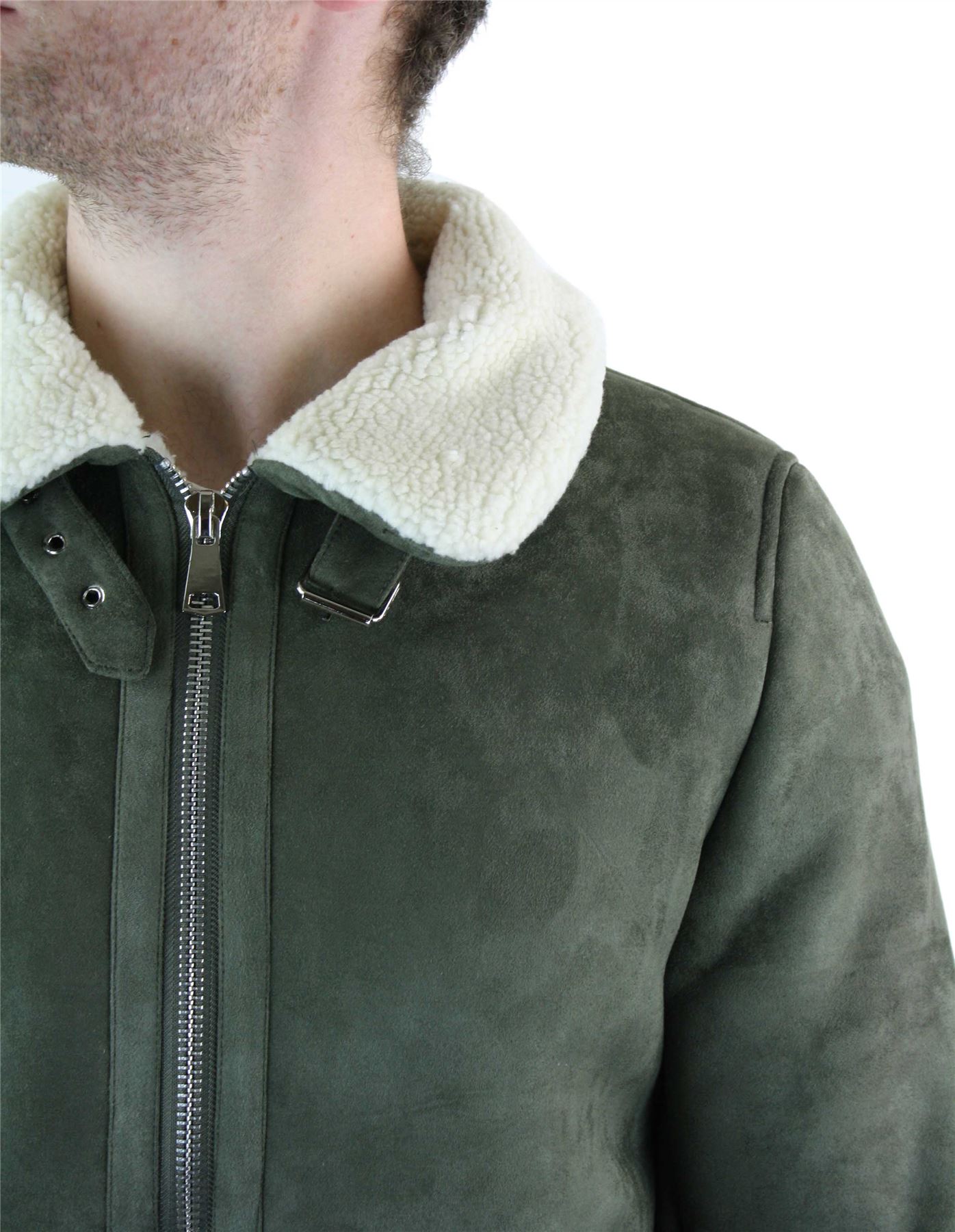 Herrenjacke Wildleder Schaffell Imitat B3 Aviator Stil Vintage Retro