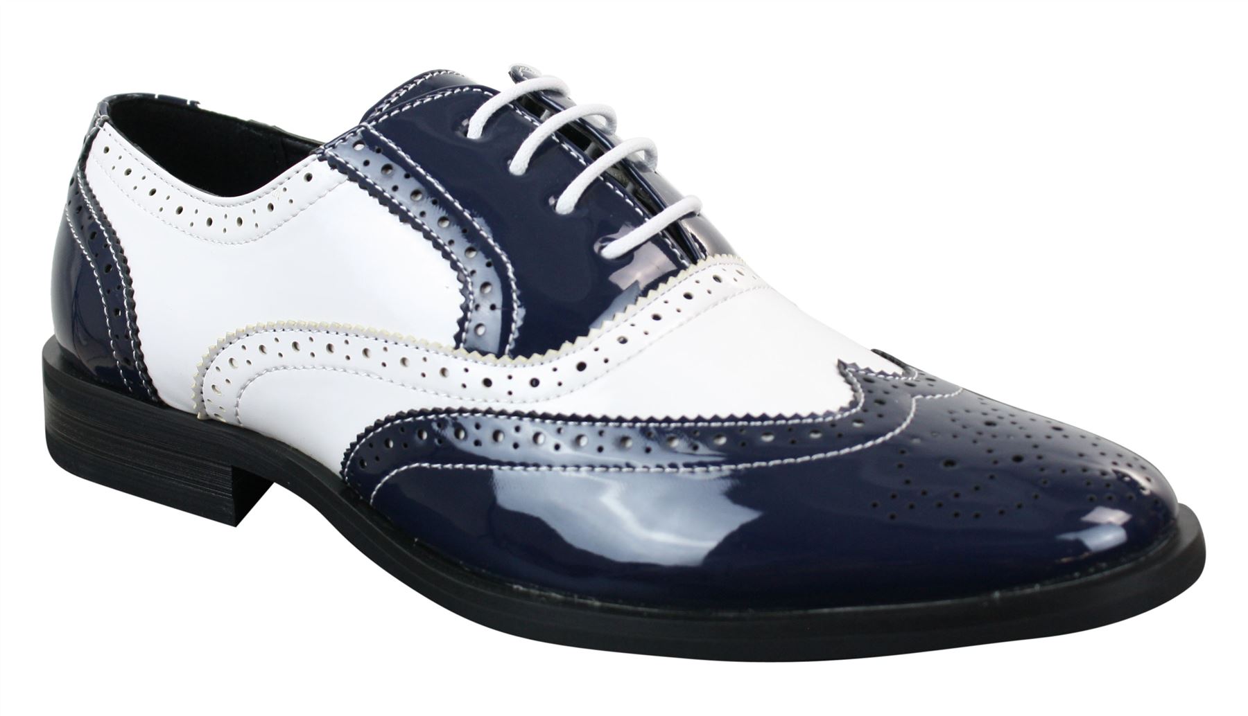 Chaussures homme cuir PU verni brillant brogues Gatsby 1920 noir rouge blanc