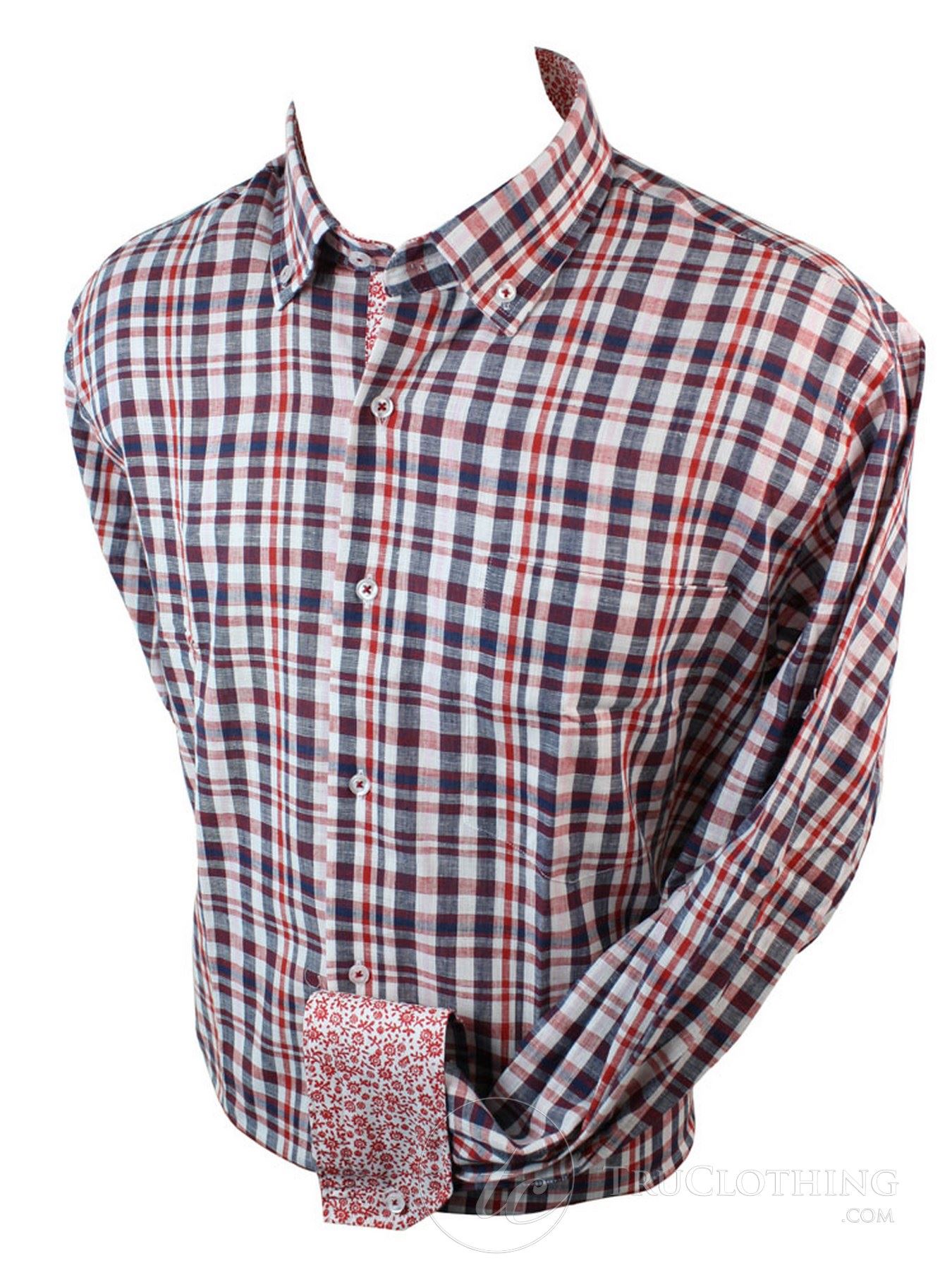 Mens Linen Button Collar Shirt Smart Casual Check Checked Yellow Red Navy White