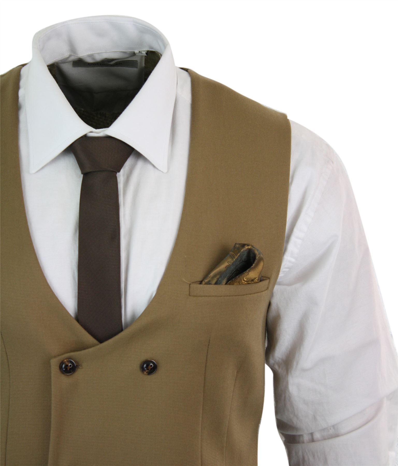 Vino Gilet Aderente a Doppio Petto Da Uomo Tweed Classico Nero Nocciola o Blu