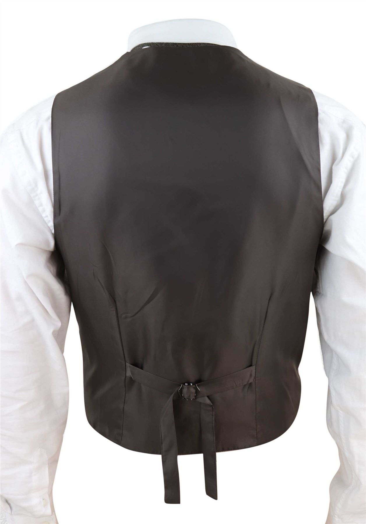 Mens Waistcoat Herringbone Double Breasted Tweed Slim Fit Peaky Blinders Gilet