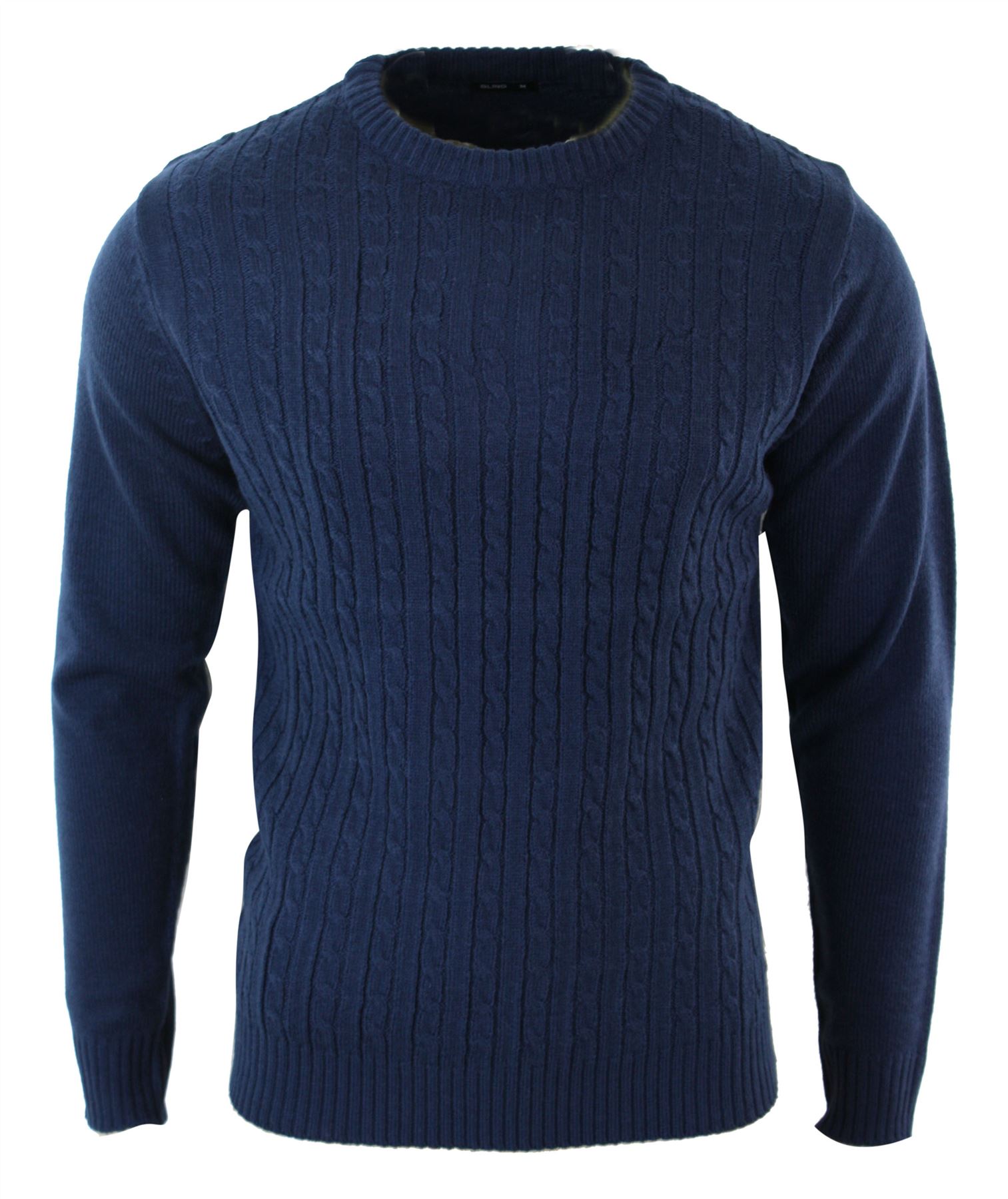 Mens Wool Texture Cable Knit Tailored Fit Jumper Knitted Smart Casual Retro