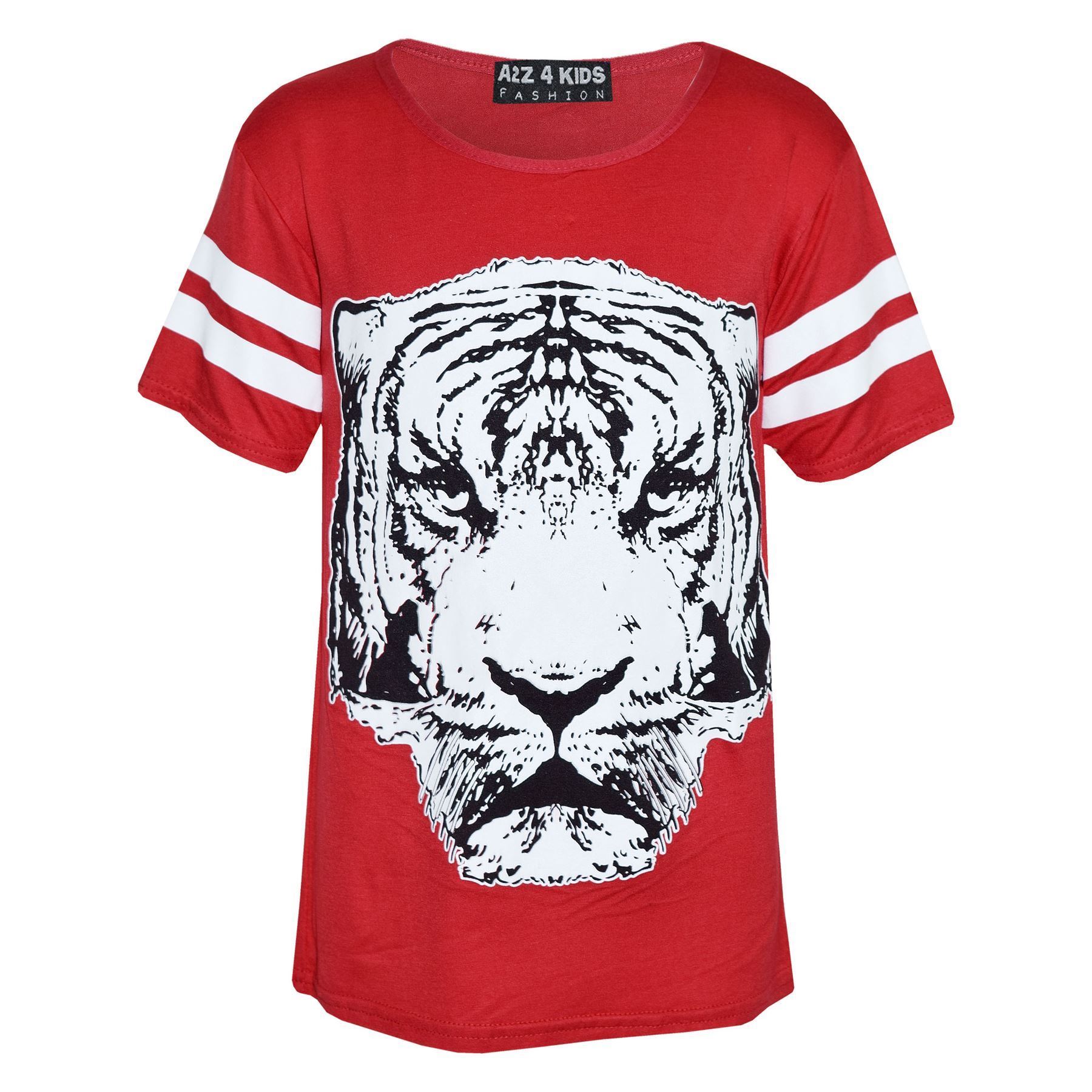 Girls Top Kids Tiger Face Print Baseball T Shirt /& Fashion Legging Set 7-13 Yr