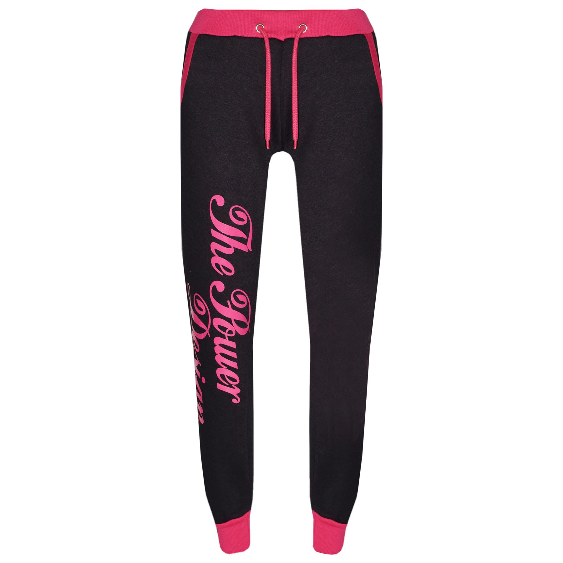 Enfants Filles Garçons Survêtement la puissance Design Noir /& Rose Haut Bas de jogging Suits