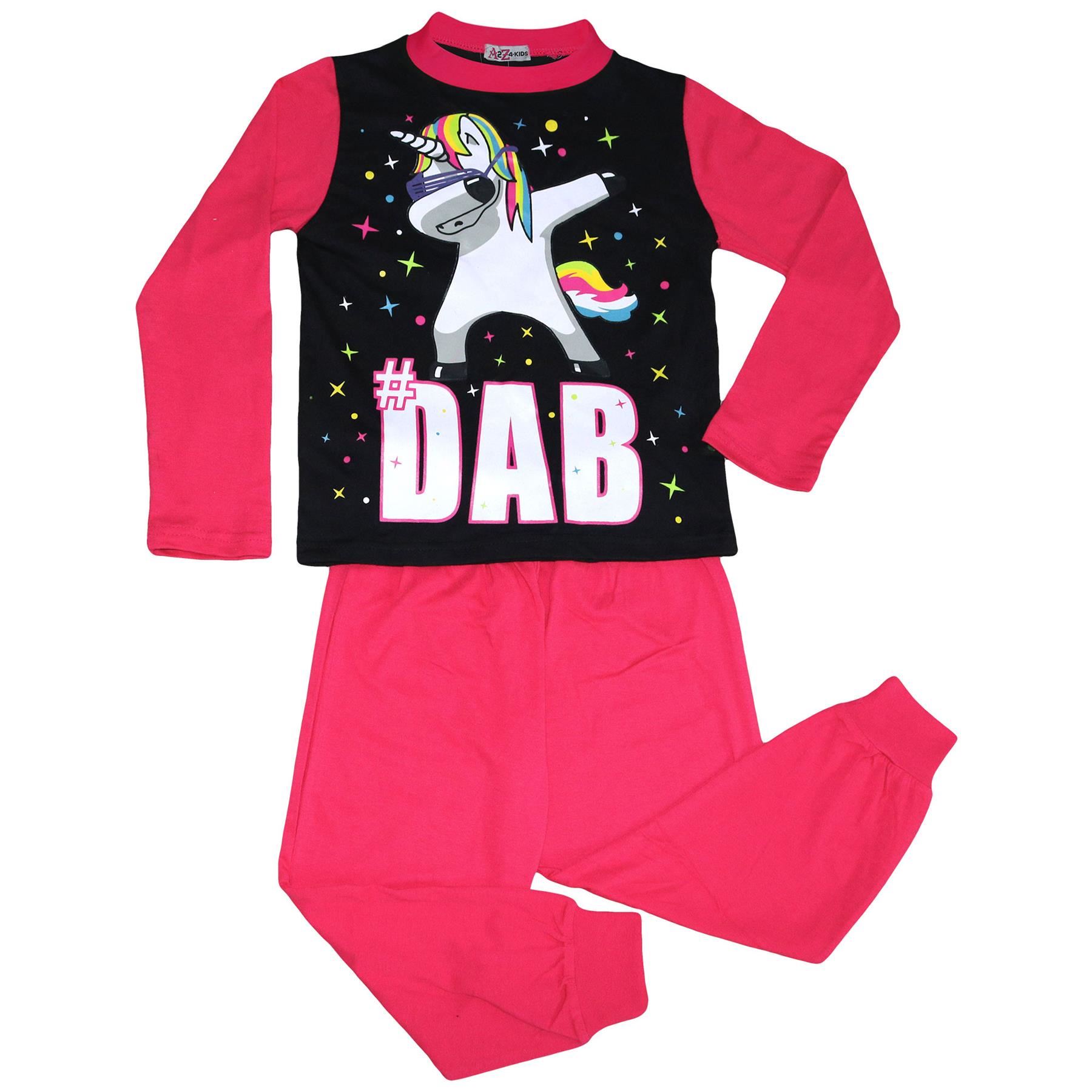 Niños Niñas frotamiento Unicornio #Dab Rosa Hilo Dental Pijamas Loungewear Ropa de dormir Pijama 5-13