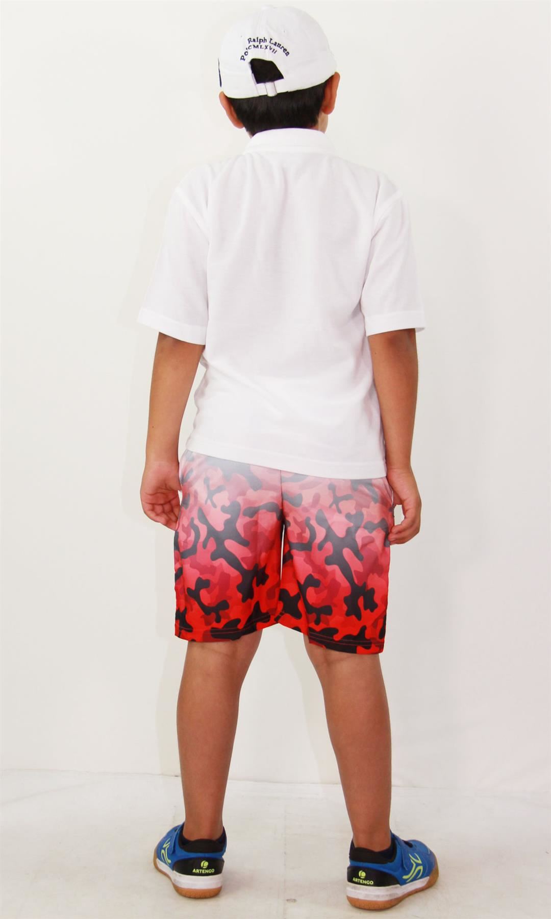 Kids Boys Girls Short Two Tone Camouflage Red Summer Chino Knee Length Half Pant