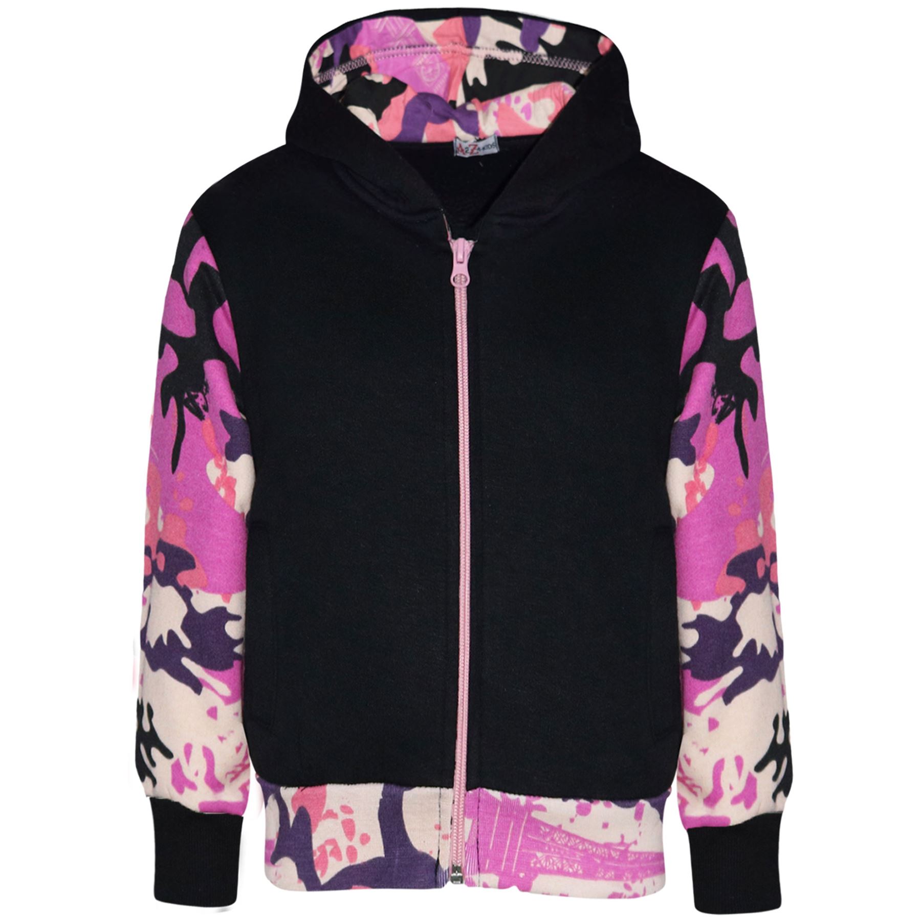 Kids Girls Tracksuit Camo Baby Pink Fleece Hooded Jogging Suit Bottom Jogger2-13