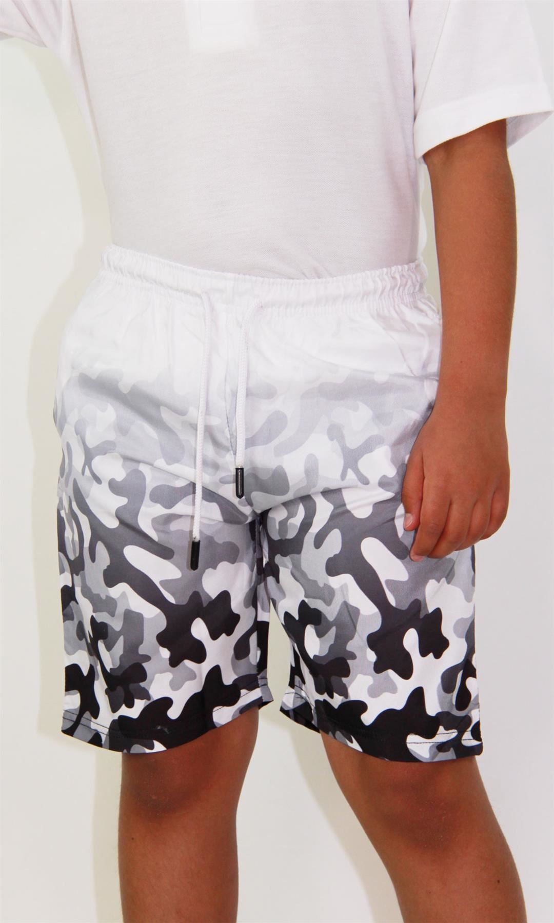 Enfants Garçons Filles Short deux tons Camouflage Gris Été Chino Longueur Genou Pantalon