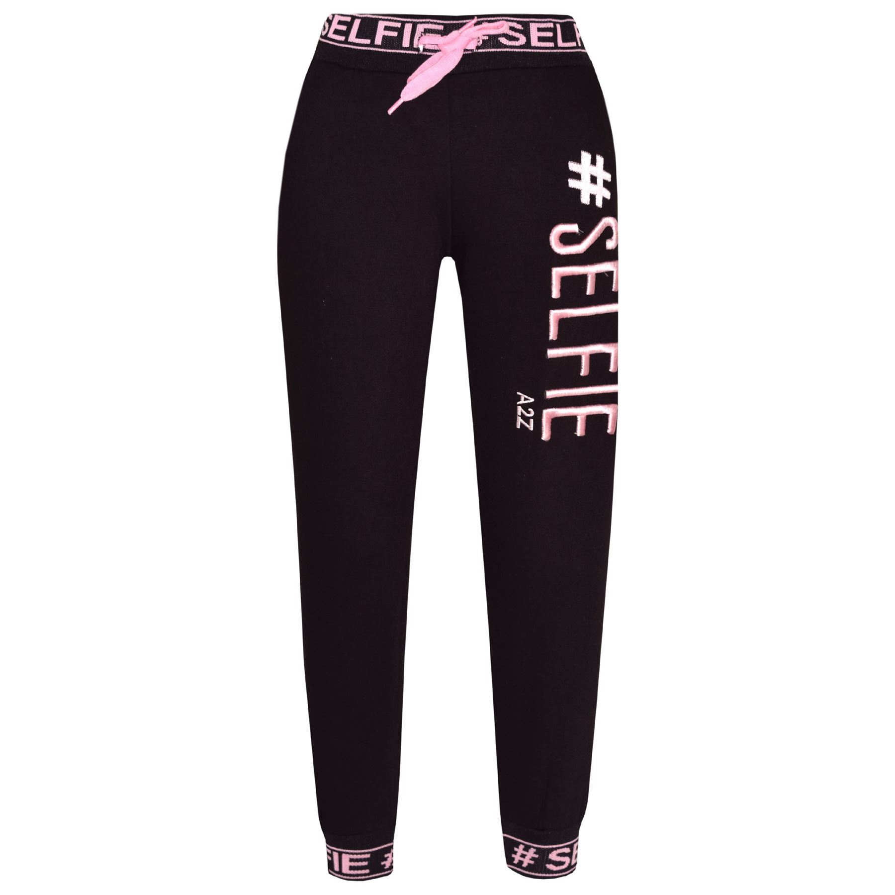 Kids Girls Boys Tracksuit Designer #Selfie Embroidered Top /& Bottom Jogging Suit