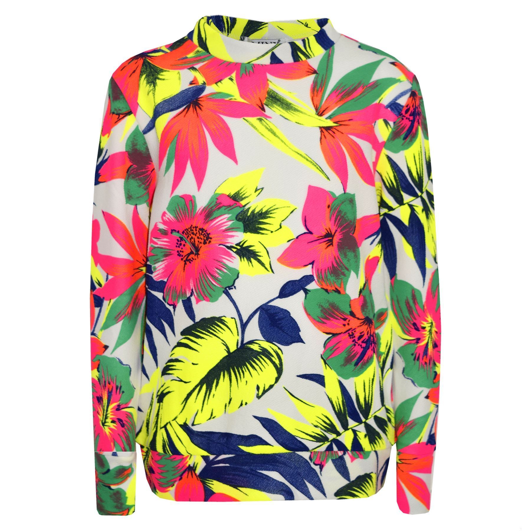Kids Girls Tracksuit Neon Floral Tropical Print Lounge Suit Bottom Joggers 7-13