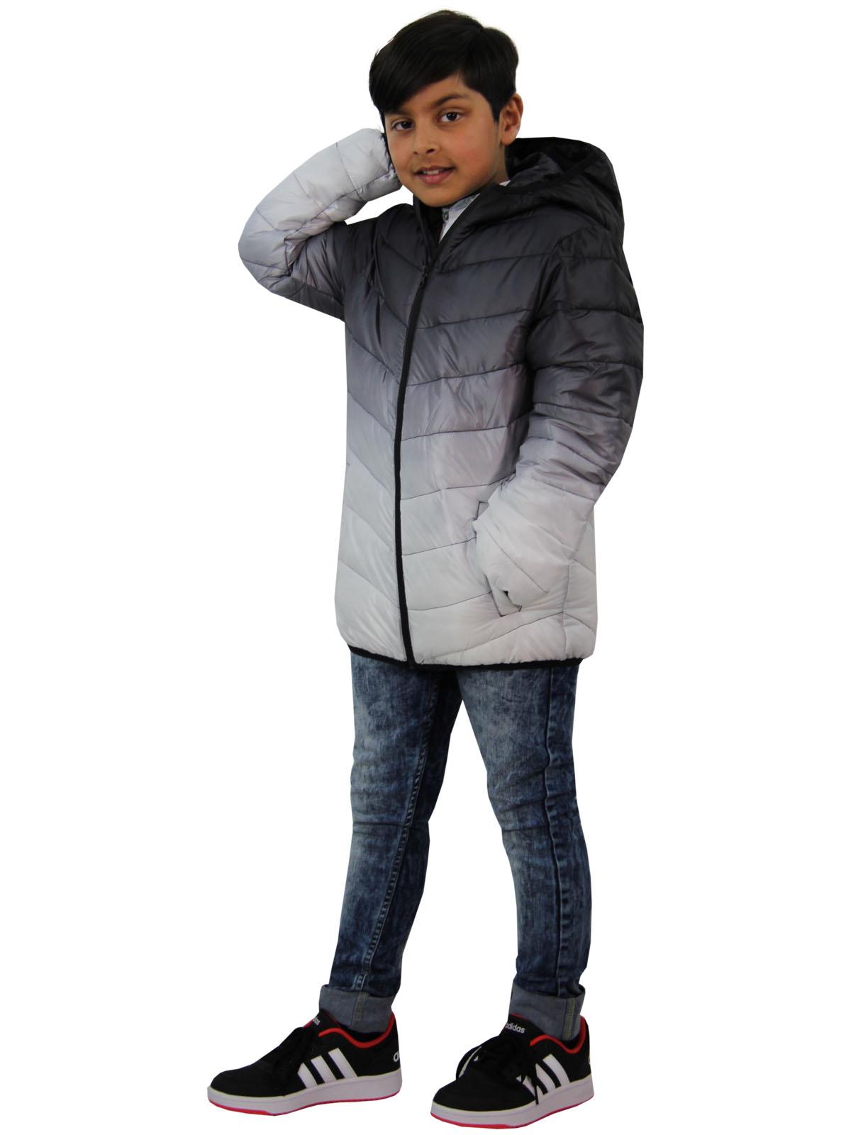 Enfants Garçons Veste à Capuche Noir 3D deux tons Faded Noël Cadeau Festif chaud manteau