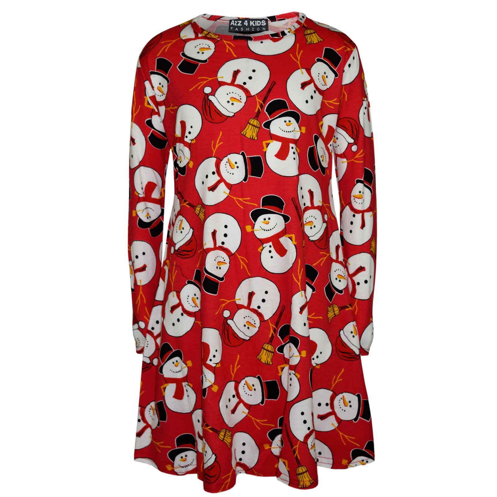 Kids Girls Christmas Dress Santa Snowman Penguin Print New Xmas Dresses Leggings