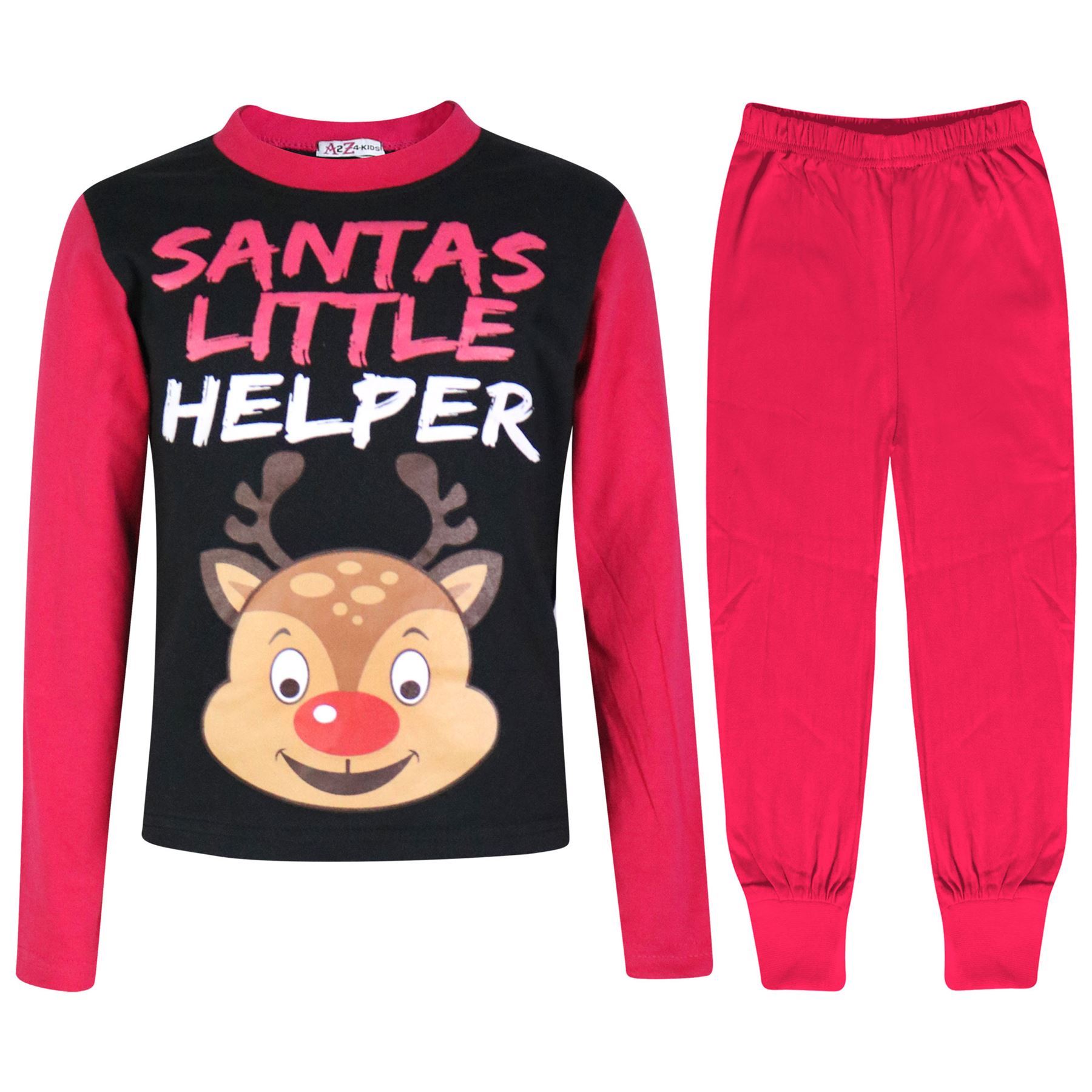 Bambine Pigiama Renna Rudolph Piccolo Aiutante di Babbo Natale Renna Rosa Natale Pjs
