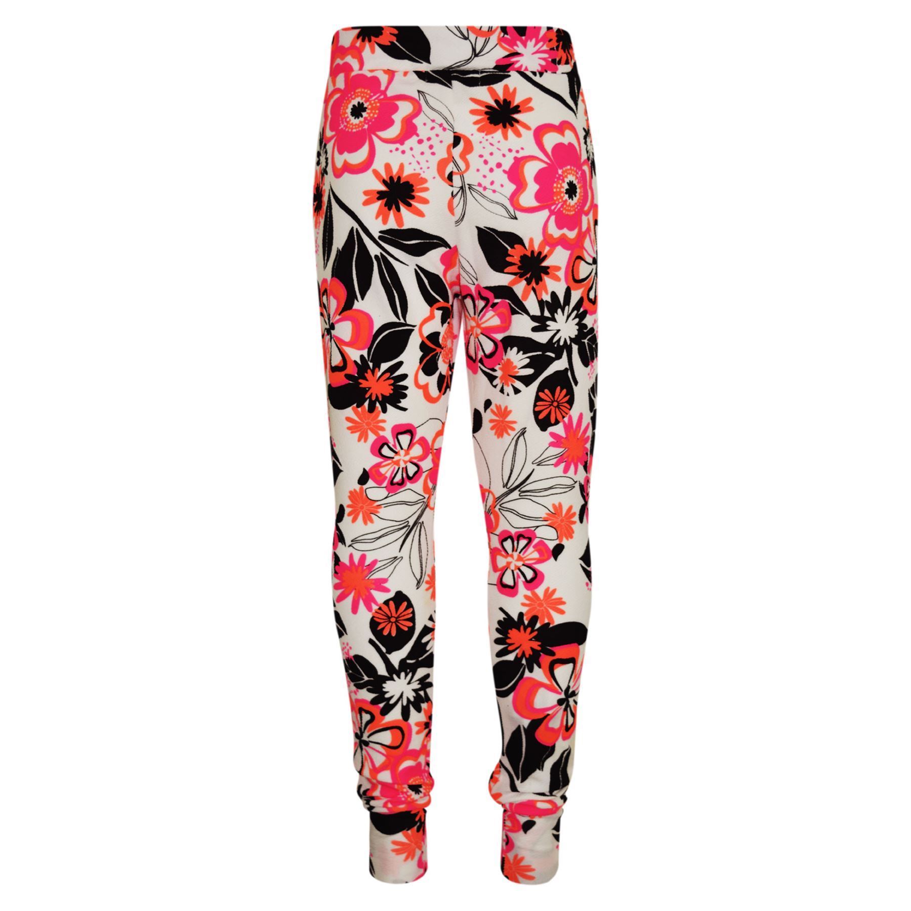 Kids Girls Tracksuit Neon Floral Tropical Print Lounge Suit Bottom Joggers 7-13