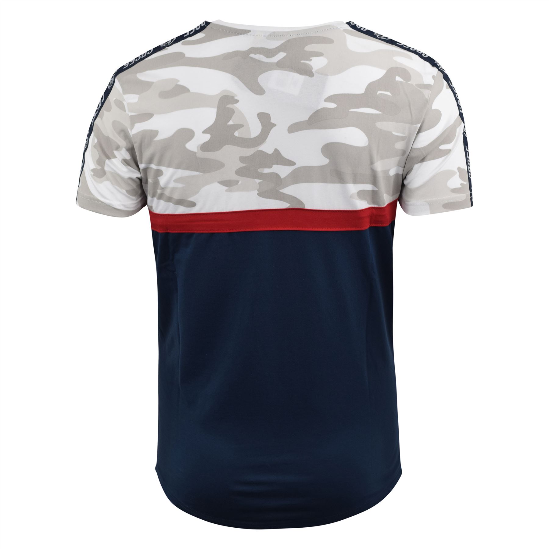 Mens T-Shirt Crosshatch Short Sleeved Panel Print Tee Top Cleverland