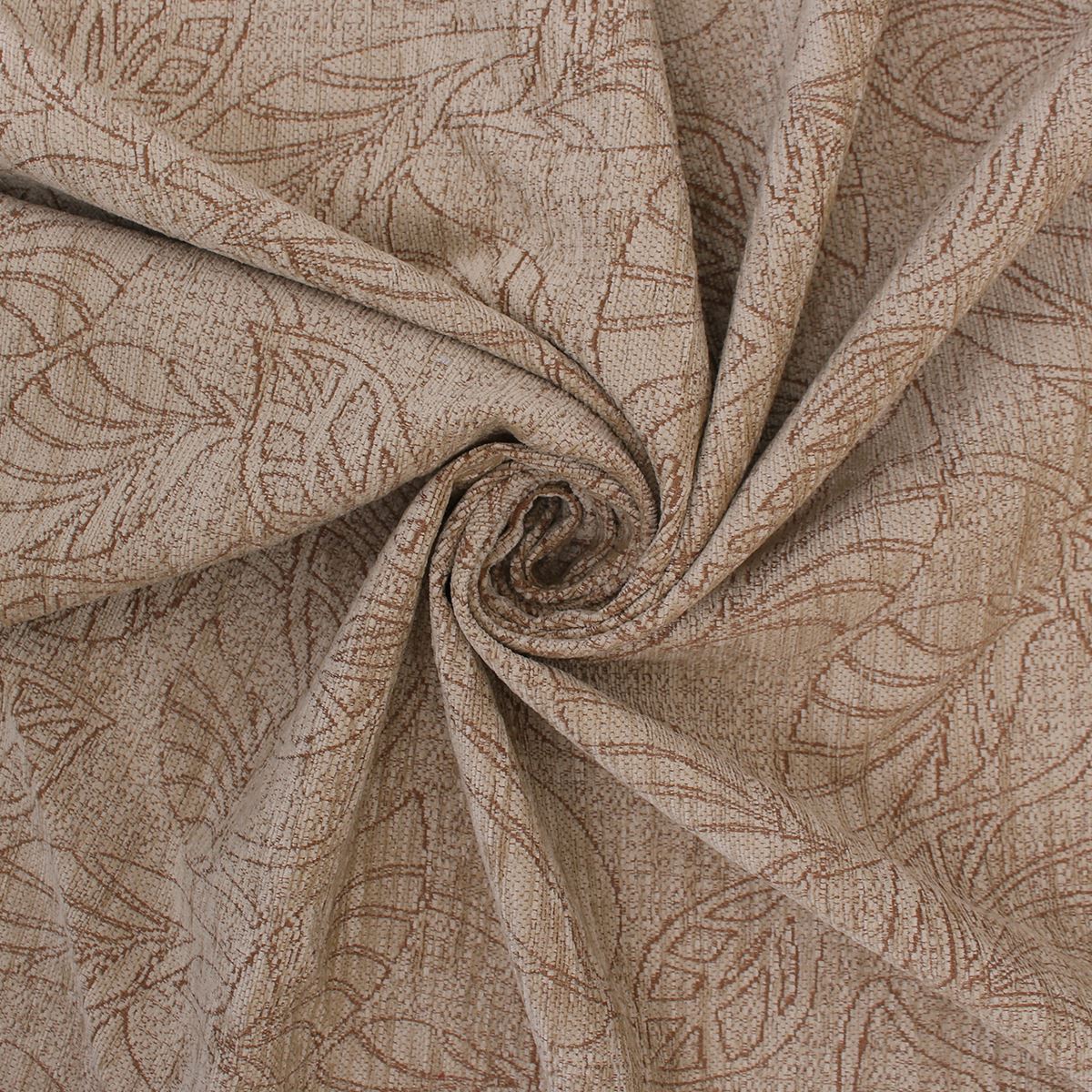 Santina Beige Motorhome Slubbed Chenille Floral Outline Velvet Upholstery Fabric