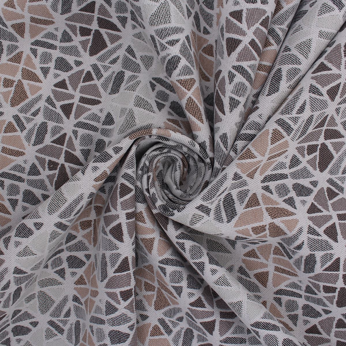 Helvecta Bold Geometric Linen Look Rust Grey Jacquard Curtain Upholstery Fabric