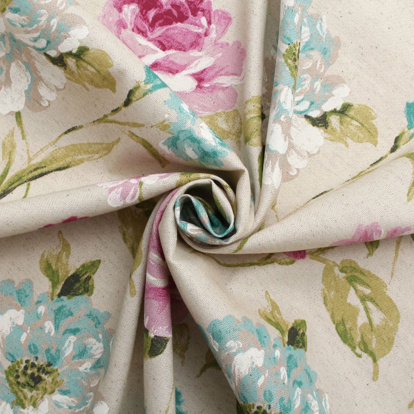 WATERCOLOUR FLORAL TARTAN CHECK LINEN COTTON PANAMA CURTAIN UPHOLSTERY FABRIC