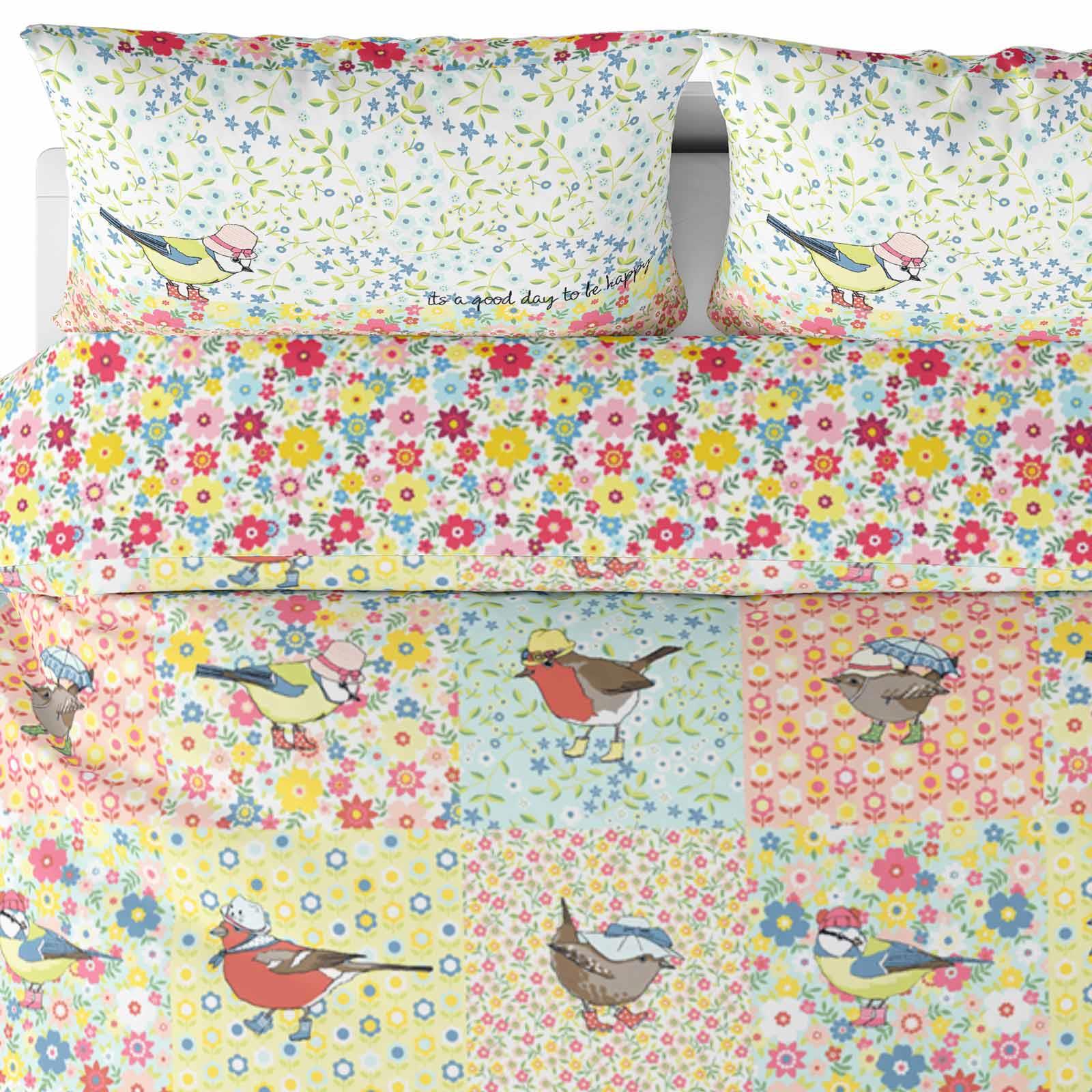 Floral Housses De Couette Birdy Patchwork multi réversible avec Housse de couette Ensembles De Literie