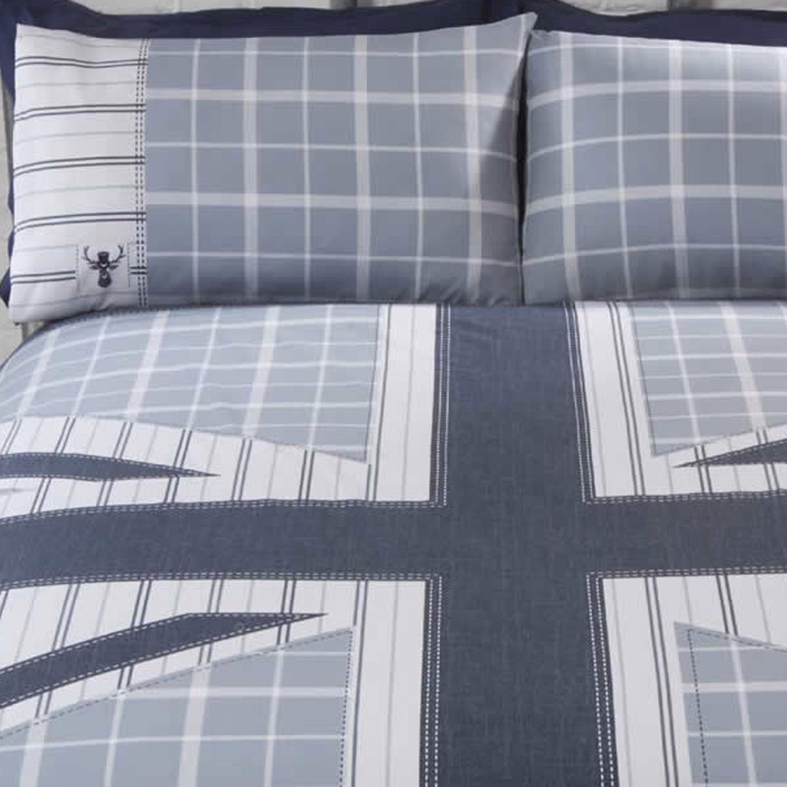 Blue Duvet Covers Union Jack Flag Tartan Check Printed Quilt Cover Bedding Sets