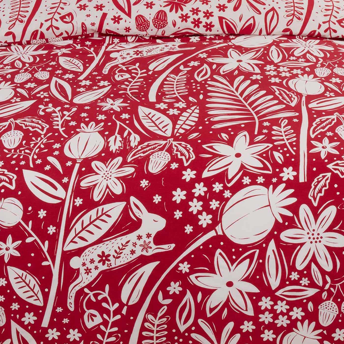 Rouge Housses De Couette Woodland Animaux Nordic lapin forêt avec Housse de couette Ensembles De Literie