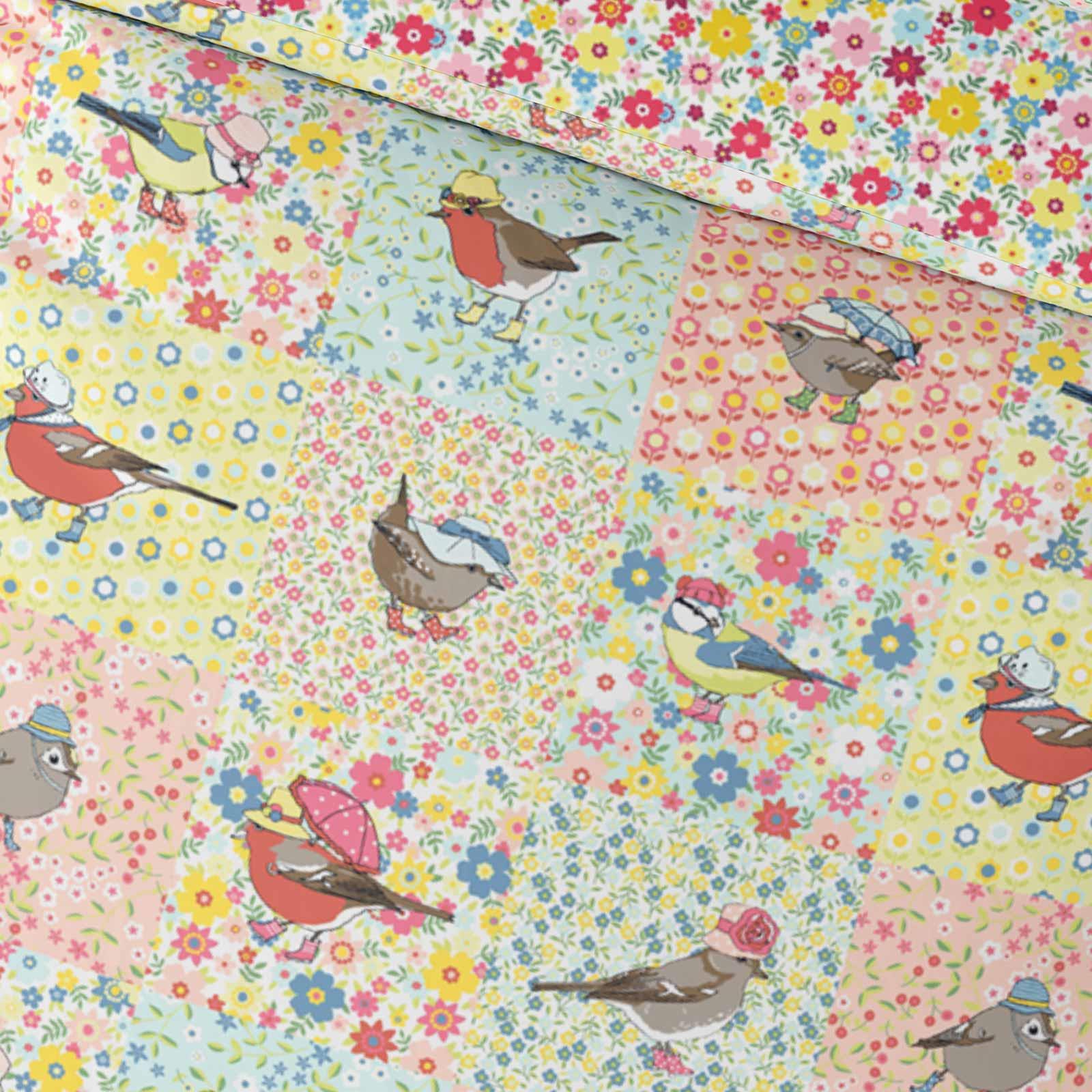 Floral Housses De Couette Birdy Patchwork multi réversible avec Housse de couette Ensembles De Literie
