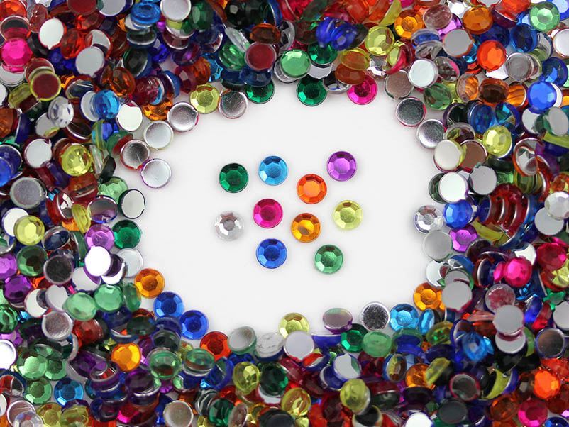Diamantes de imitación de 1000PCS 8mm SS40 Acrílico reverso plano 35 colores en bloque