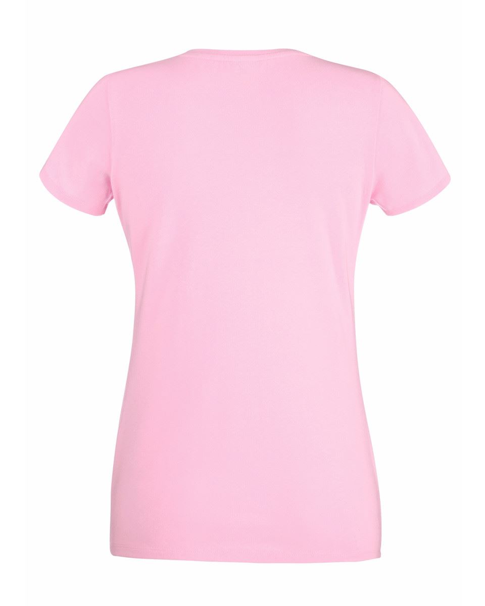 Fruit Of The Loom LADIES T-SHIRT V-NECK LADY FIT COTTON LYCRA TOP TEE XS-2XL