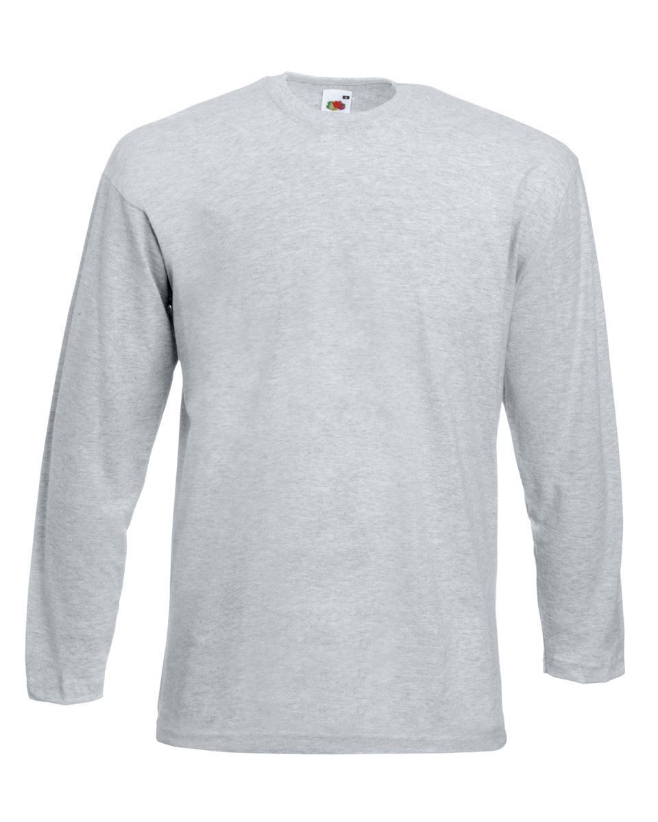 5 Pack Men/'s Fruit of the Loom Long Sleeve T Shirt Plain Tee Shirt Top Cotton