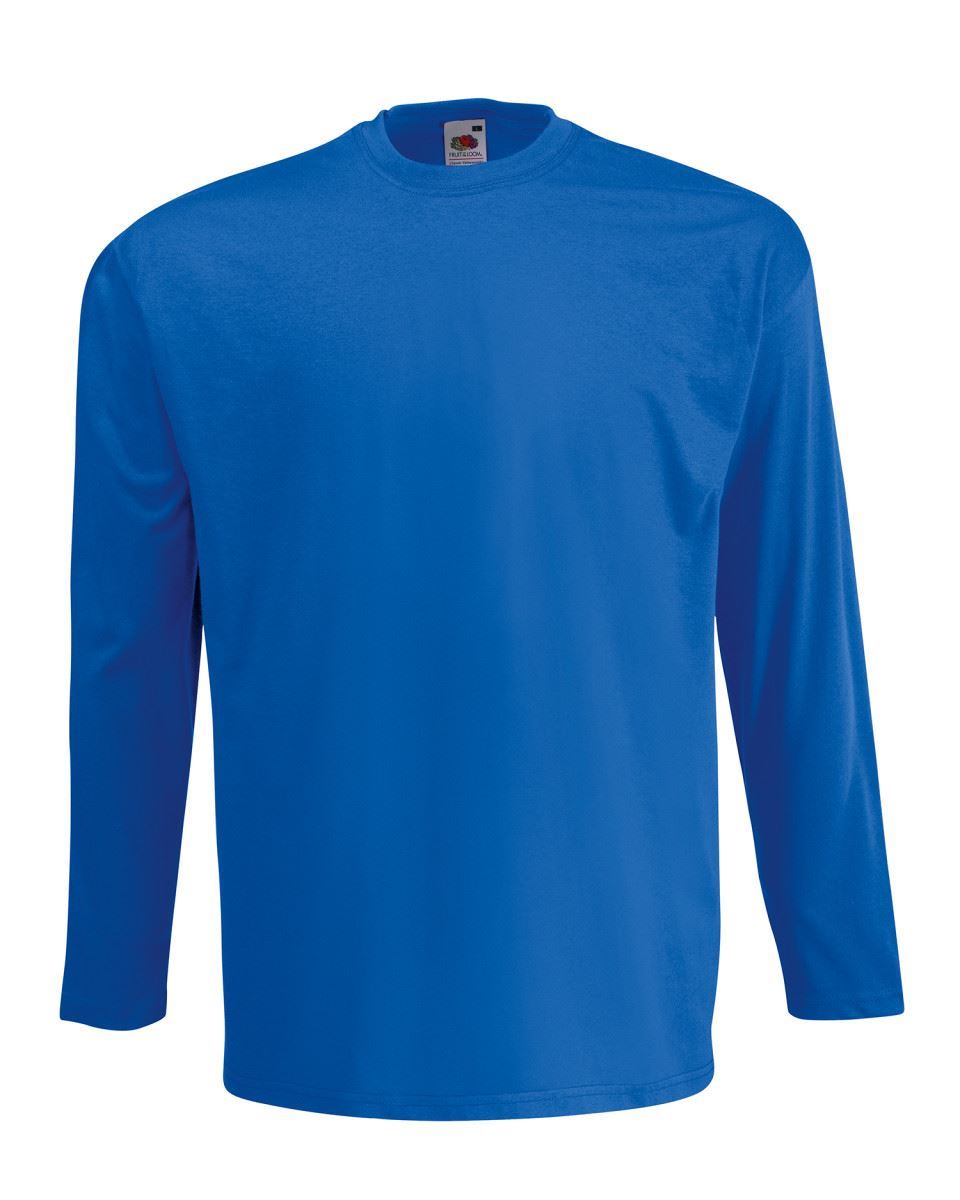 5 Pack Men/'s Fruit of the Loom Long Sleeve T Shirt Plain Tee Shirt Top Cotton