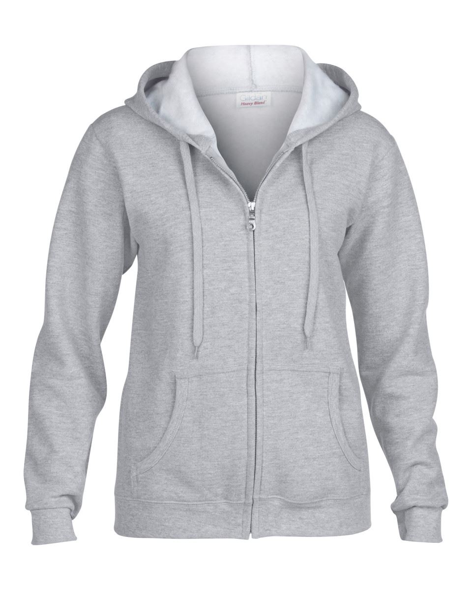 Gildan Heavy Blend Ladies/' Fulll Zip Hood Sweat Zipped Hooded Sweatshirts Plain