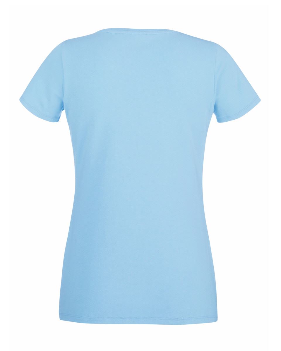 Fruit Of The Loom LADIES T-SHIRT V-NECK LADY FIT COTTON LYCRA TOP TEE XS-2XL