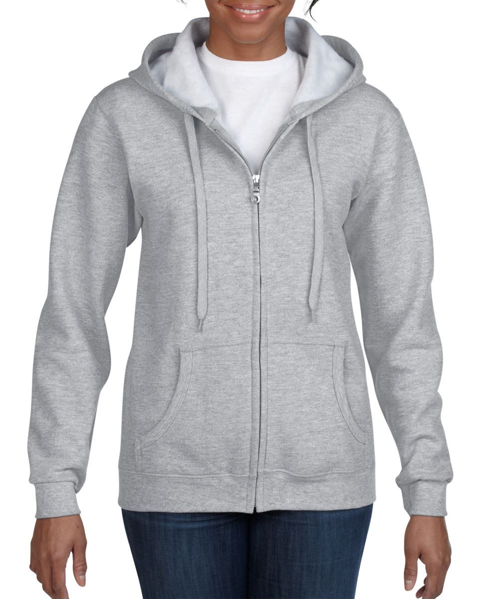 Gildan Heavy Blend Ladies/' Fulll Zip Hood Sweat Zipped Hooded Sweatshirts Plain