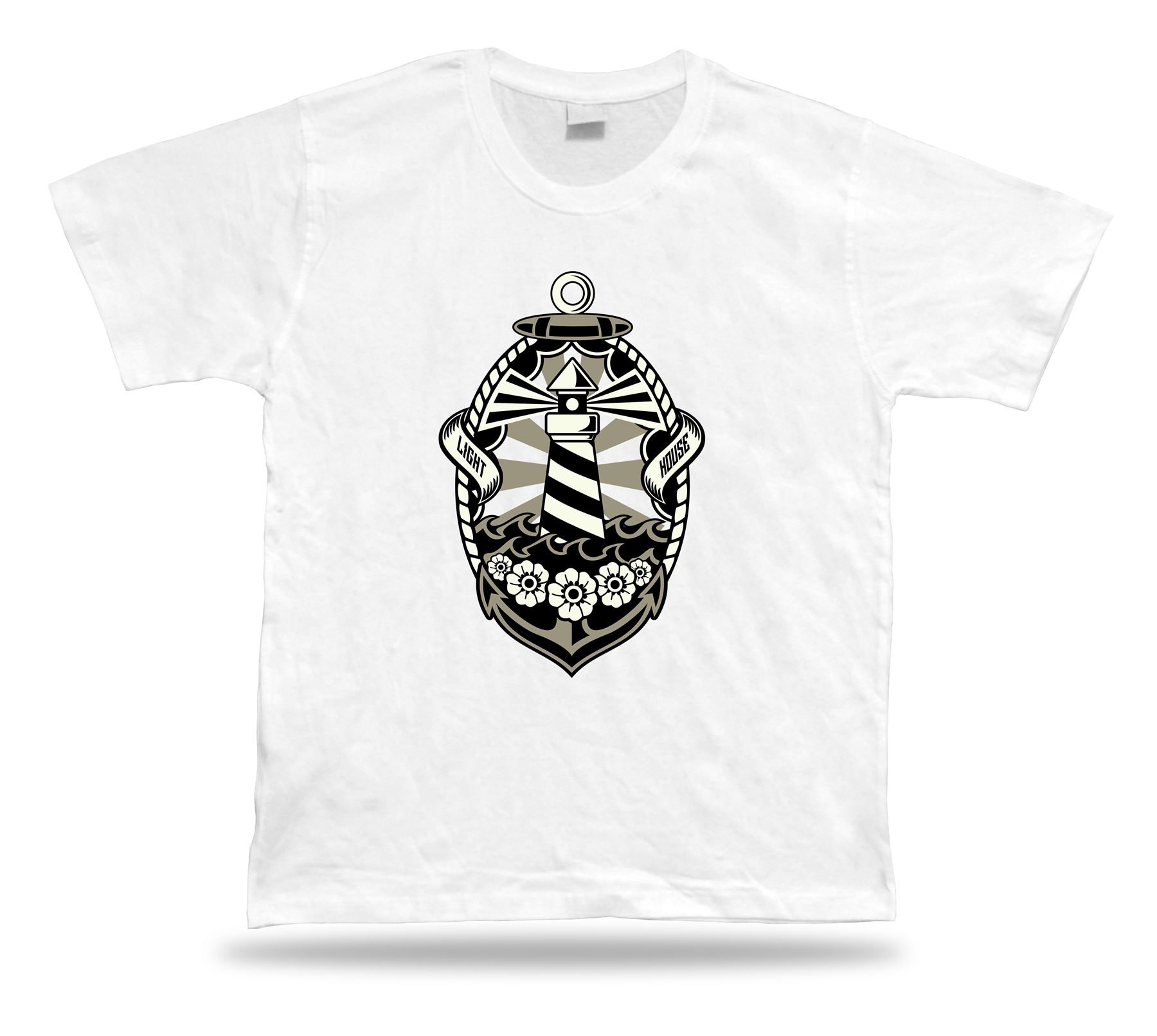Lighthouse Floral Sea Anchor cool t shirt modern design birthday present tee