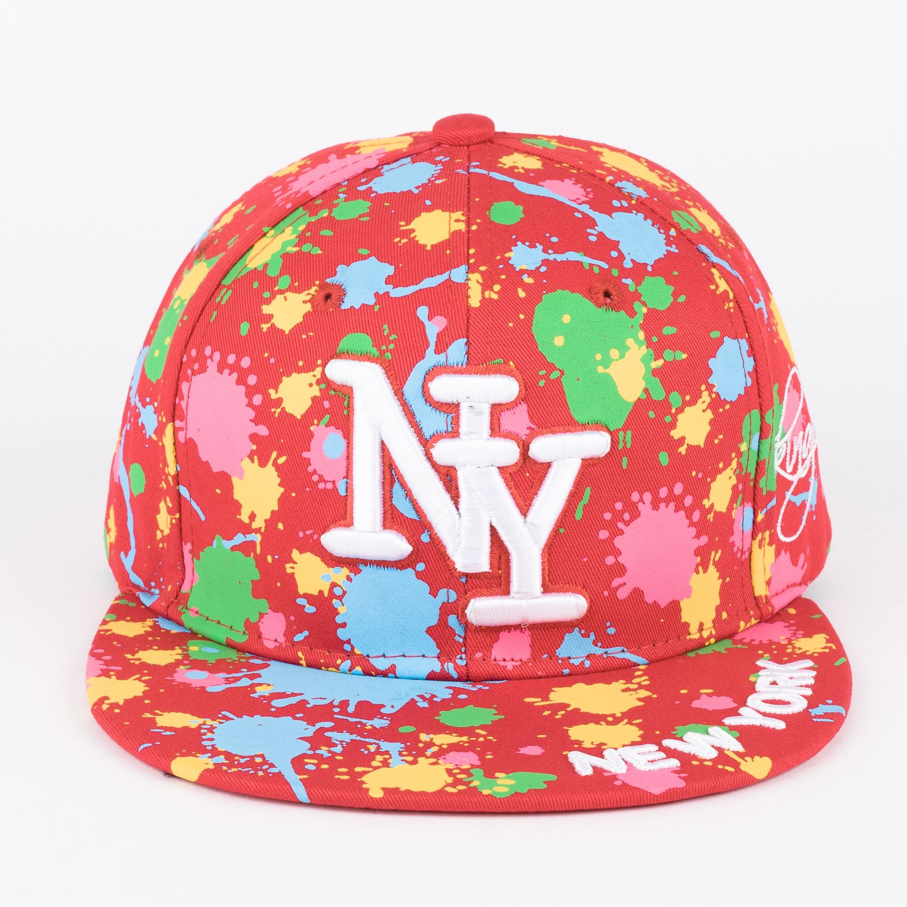 NY on Paint Splash Snapback Embroidered Hip hop Hat