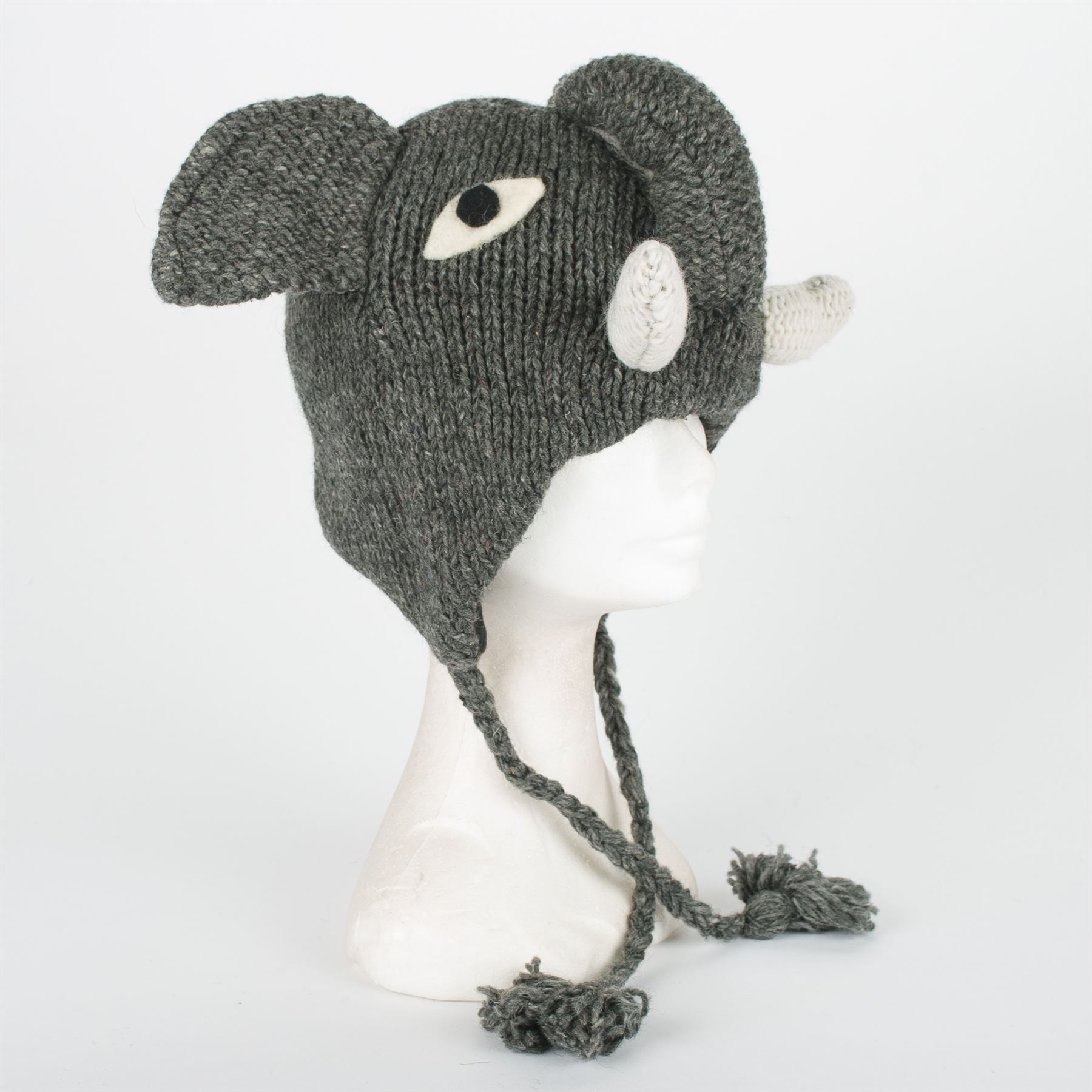 Handmade Knit 100/% Wool Unisex Animal Winter Nepal Hat Elephant
