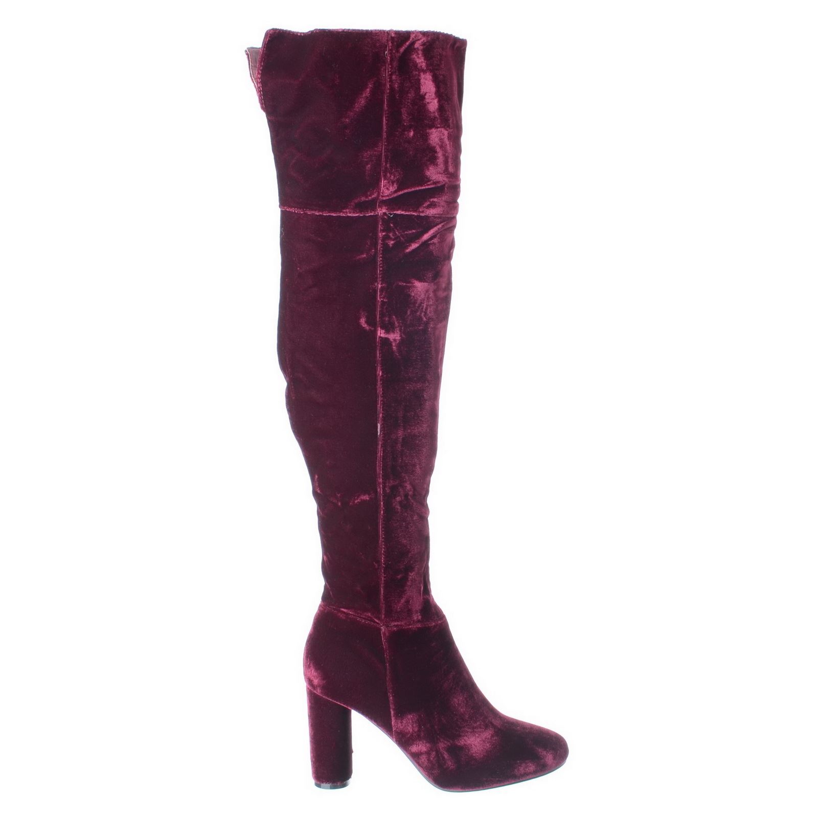 WOMENS LADIES BLOCK HEEL OVER THE KNEE THIGH HIGH SUEDE VELVET BOOTS SHOES SIZE
