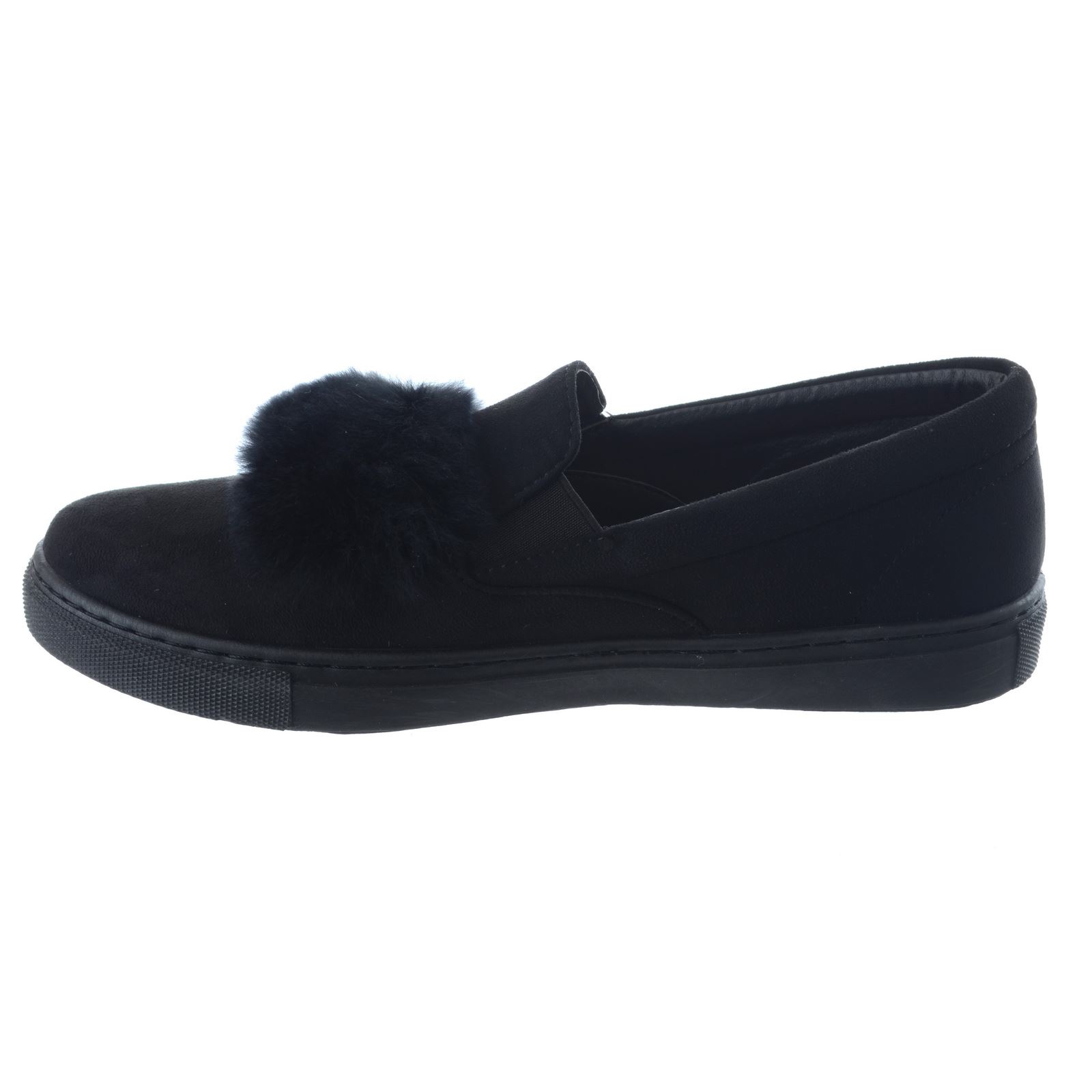 NEW WOMENS LADIES TRAINERS FAUX SUEDE SLIP ON FLAT FUR SNEAKERS PUMPS SHOES SIZE